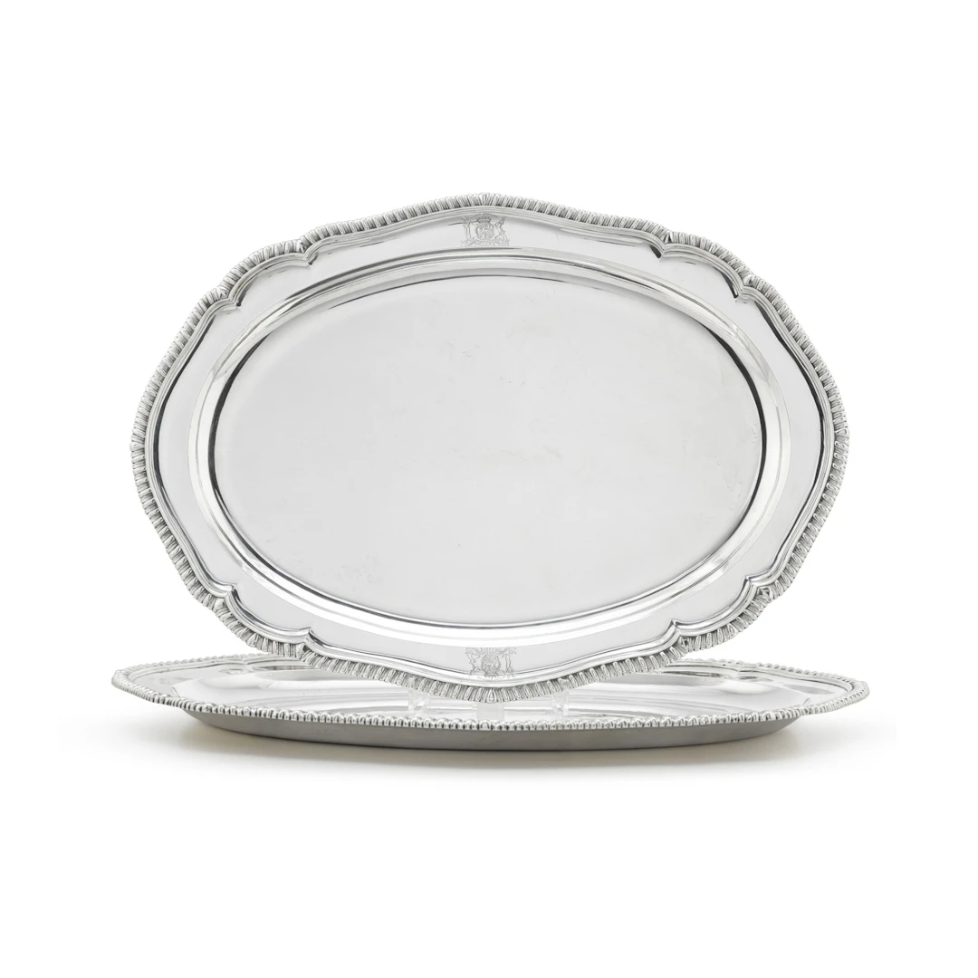 A pair of George III silver meat dishes, William Stroud, London, 1806