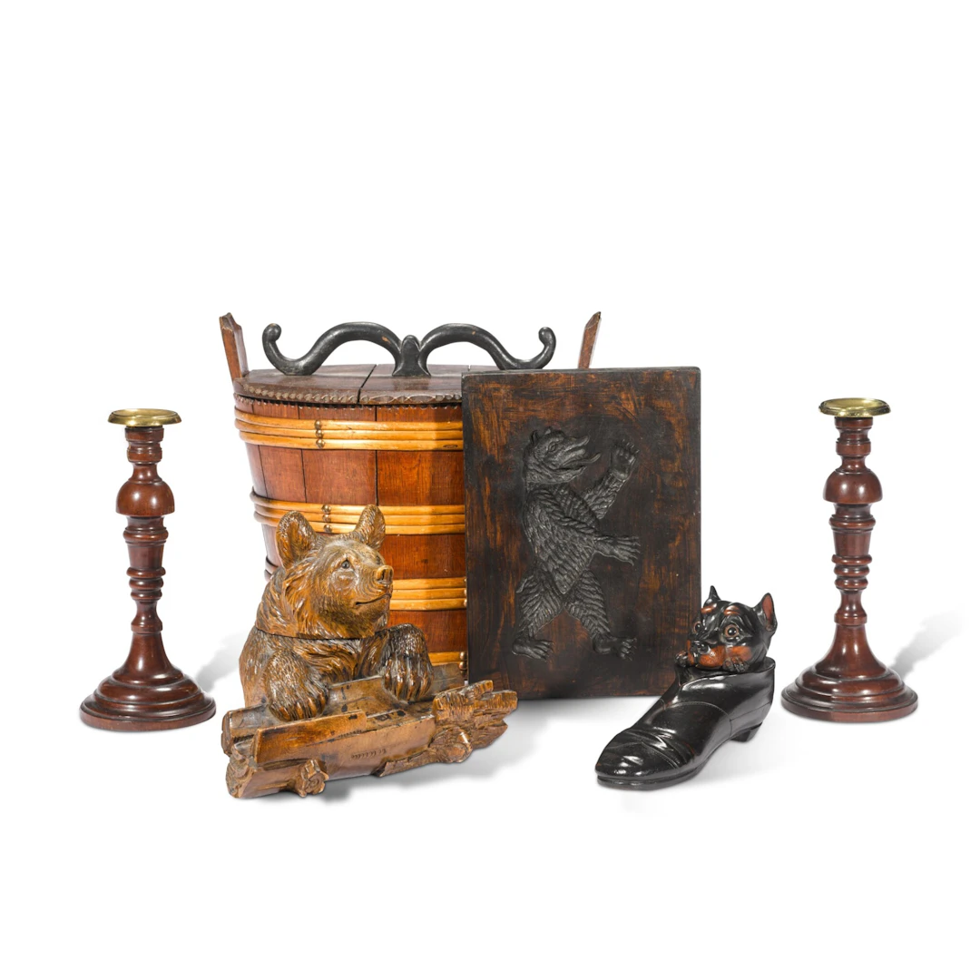 Carved and turned wooden objects from the desk of Stanley J Seeger