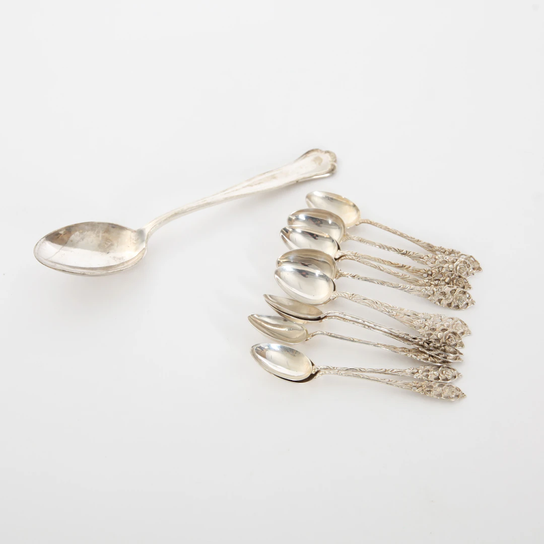 MOCCASKEDAR OCH MATSKED, 13 delar, silver, 1940/50-tal.