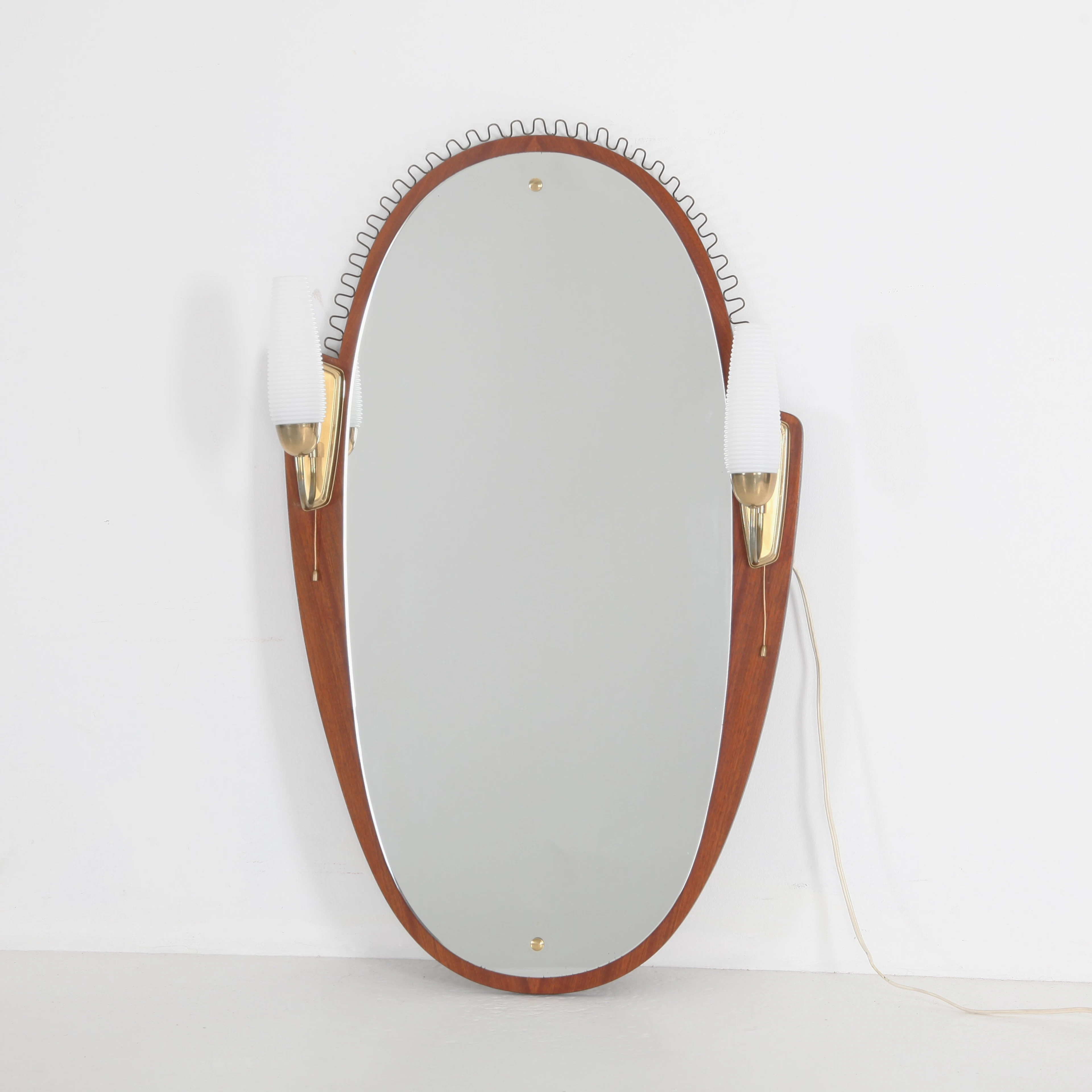 SPEGEL MED BELYSNING, 100 cm hög, Swedish Modern, 1950-tal.
