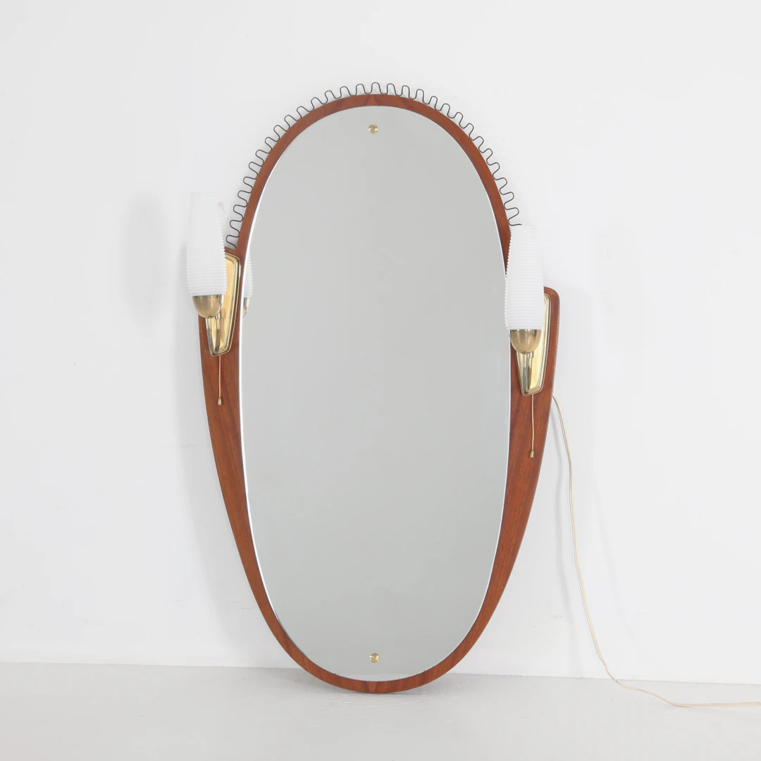 SPEGEL MED BELYSNING, 100 cm hög, Swedish Modern, 1950-tal.