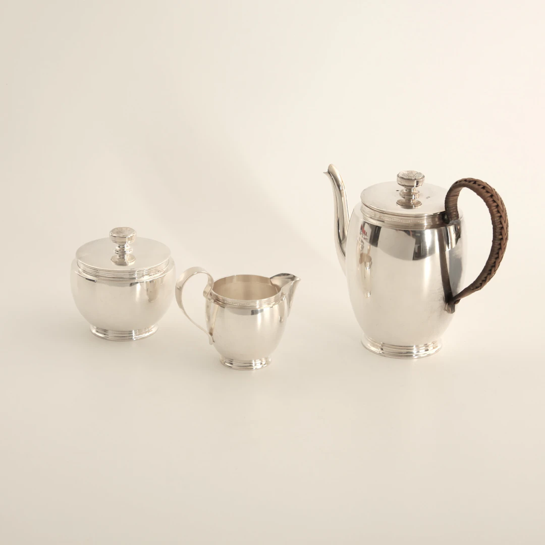 KAFFESET, 3 delar, nysilver, GAB, 1950/60-tal.