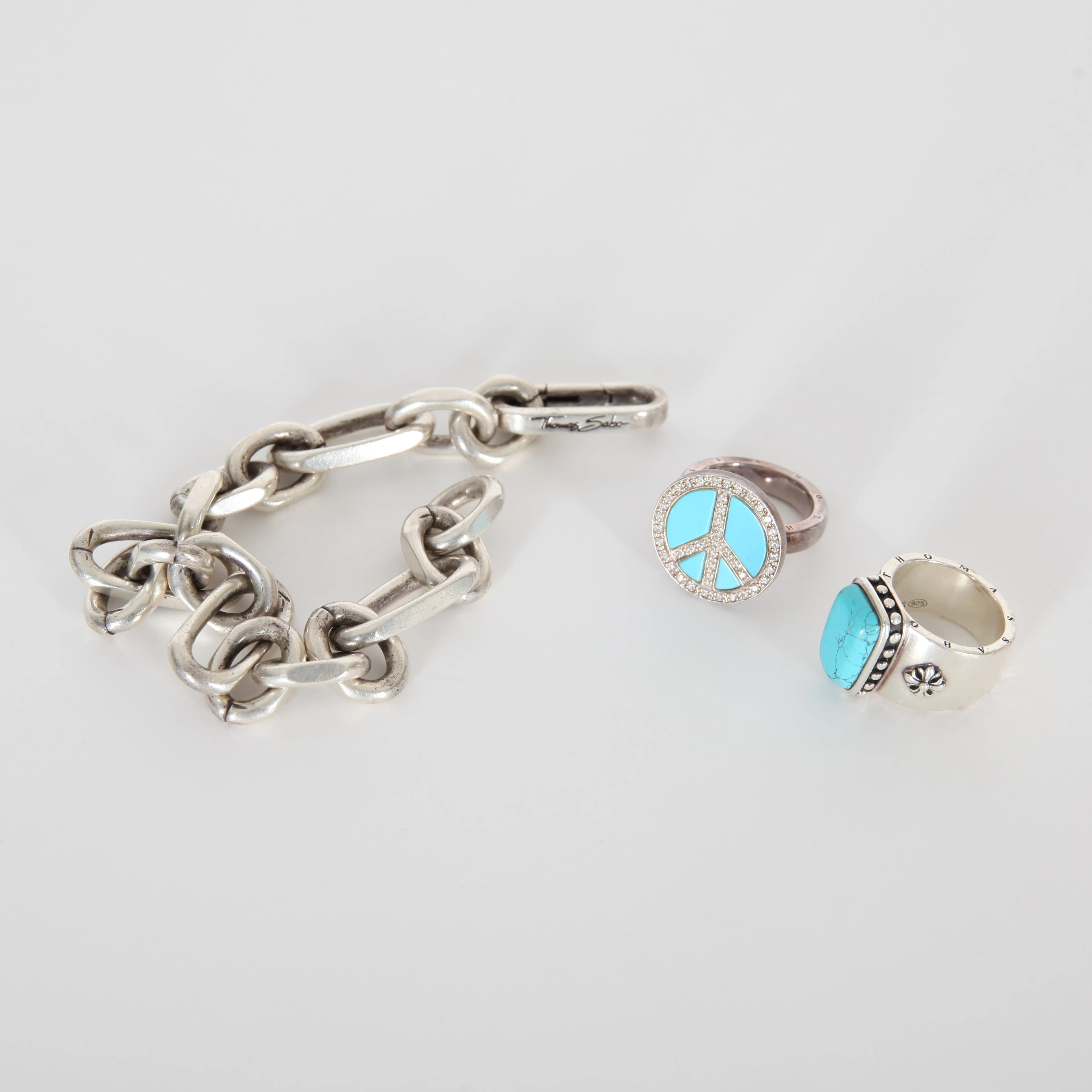 THOMAS SABO. Ringar och armband, 3 delar, sterlingsilver.