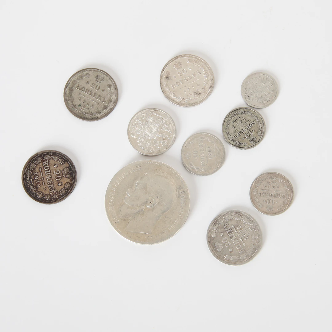 SILVERMYNT, 10 st, Tsar Nicholai II, Ryssland 1876-1916.