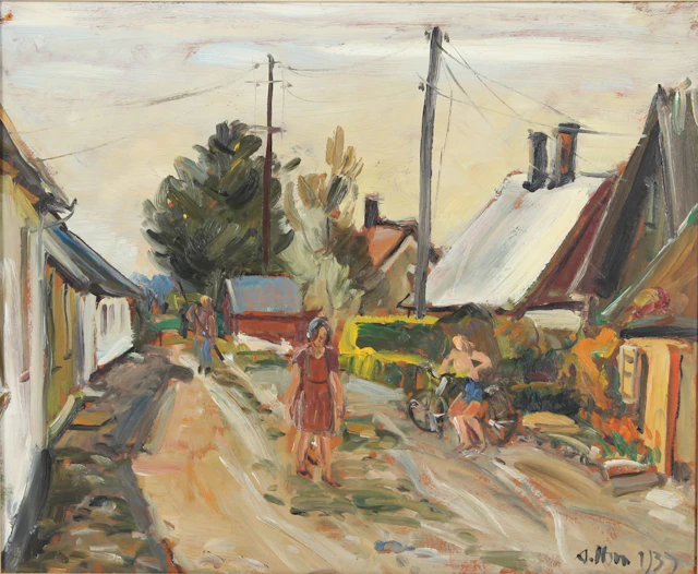 ANDERS OLSON. 1880-1955. Olja på pannå, signerad.
