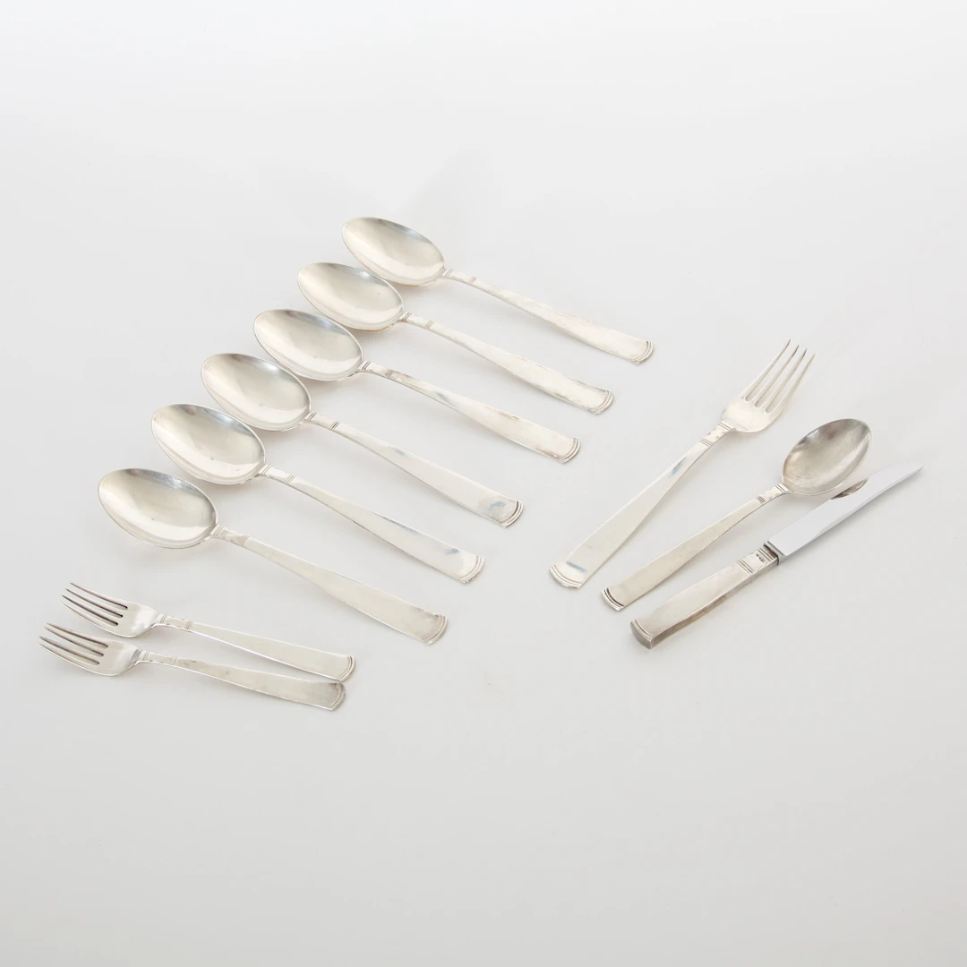 JACOB ÄNGMAN. 1876-1942, Bestick "Rosenholm", 11 delar, silver, 1960/70-tal.