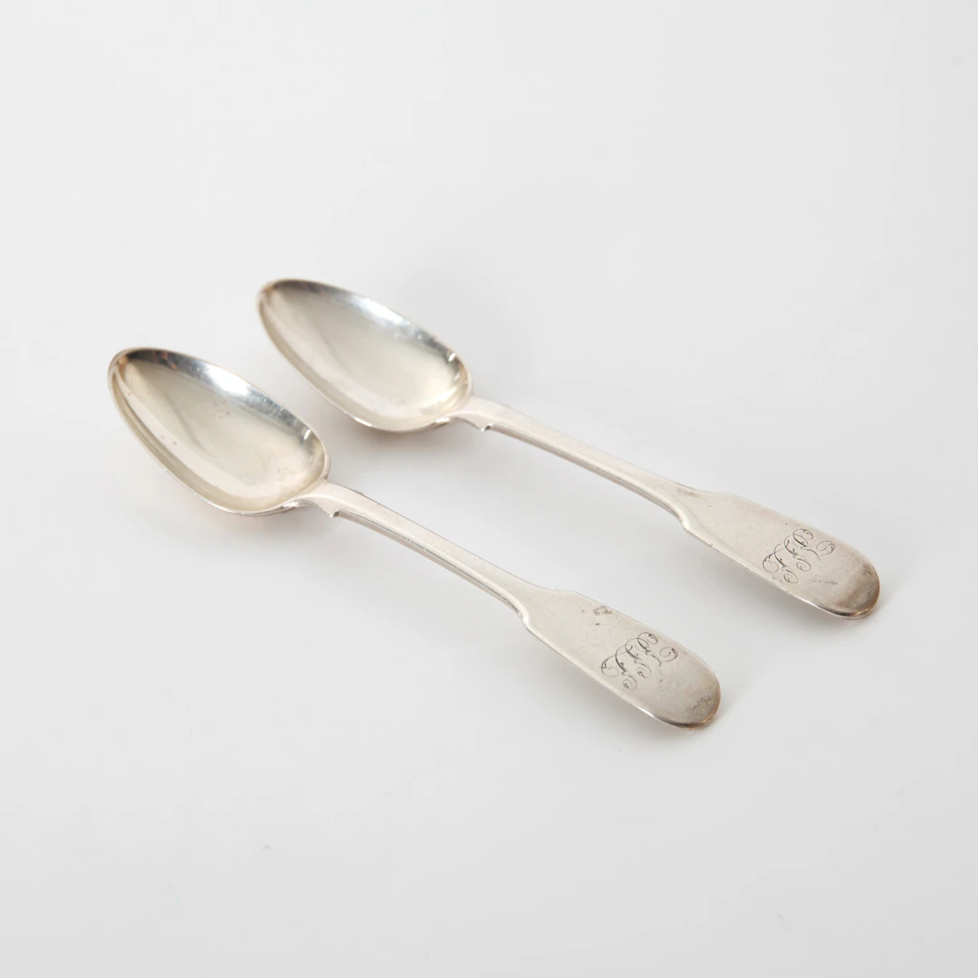 WILLIAM EATON. 1788-1845. Silverskedar "Old English", 2 st, London 1848.