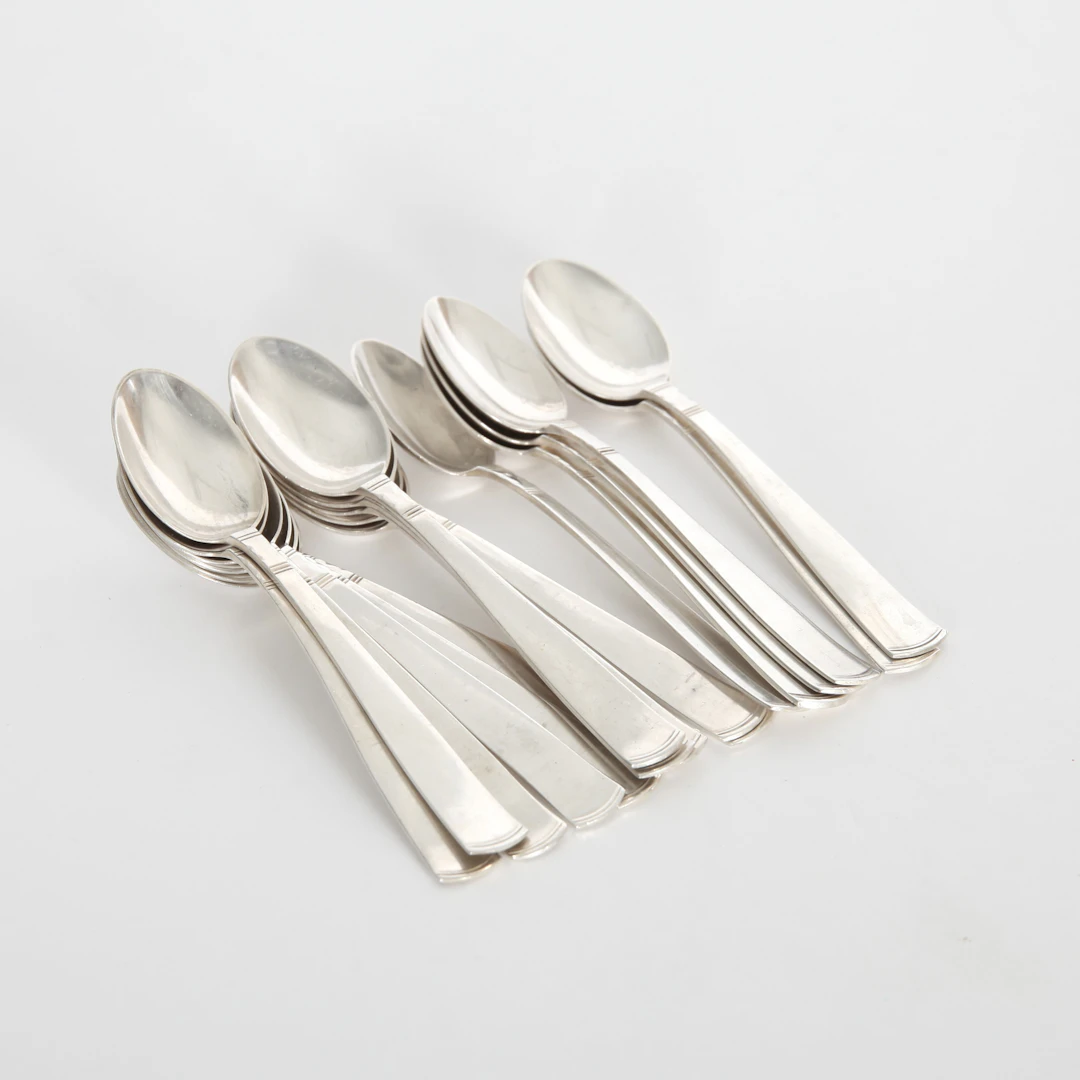 JACOB ÄNGMAN. 1876-1942. Teskedar "Rosenholm", 16 st, silver, 1960/70-tal.