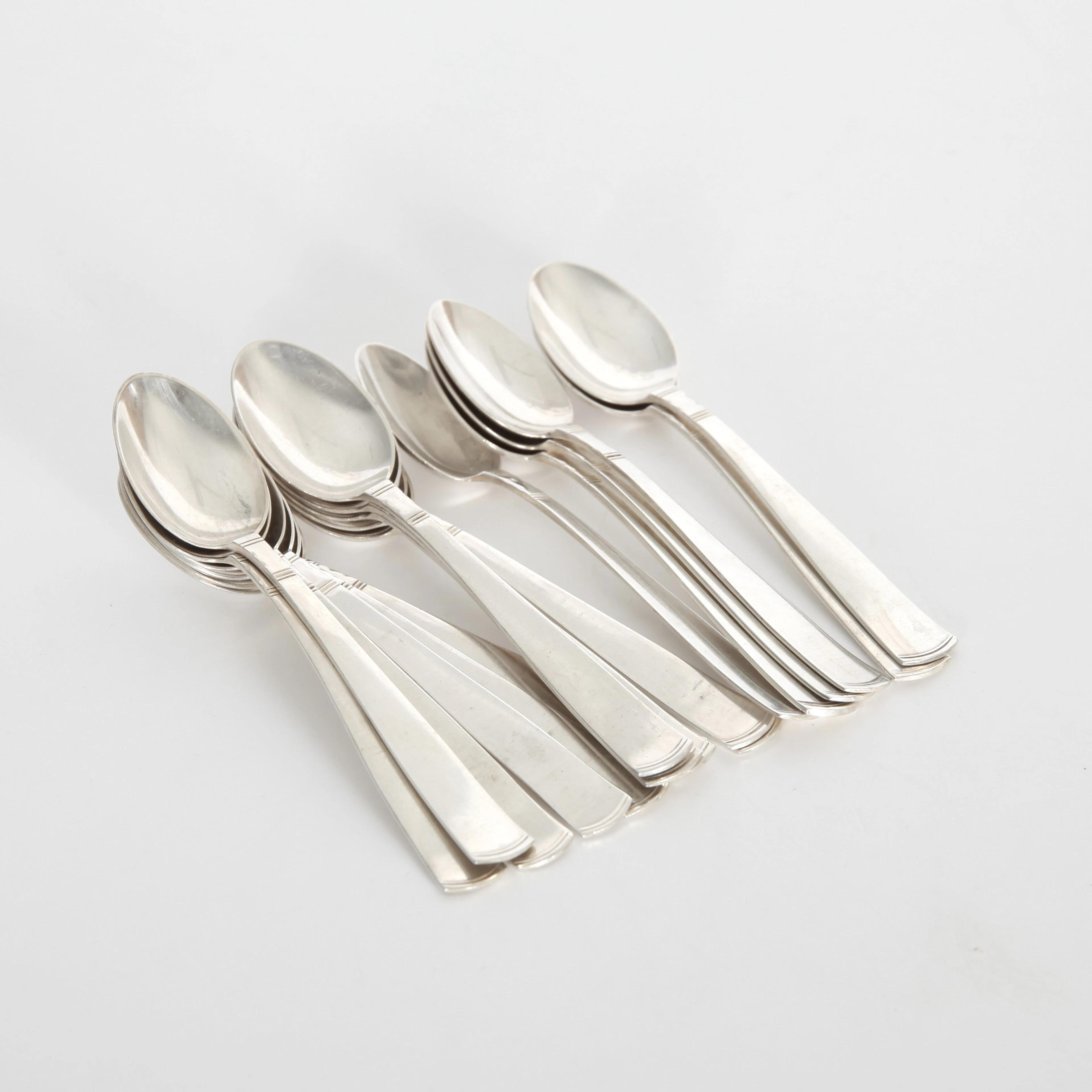 JACOB ÄNGMAN. 1876-1942. Teskedar "Rosenholm", 16 st, silver, 1960/70-tal.