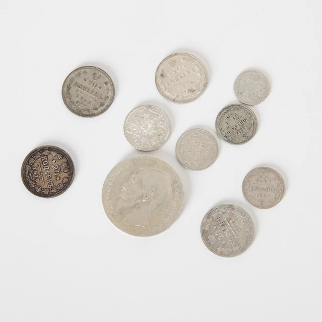 SILVERMYNT, 10 st, Tsar Nicholai II, Ryssland 1876-1916.