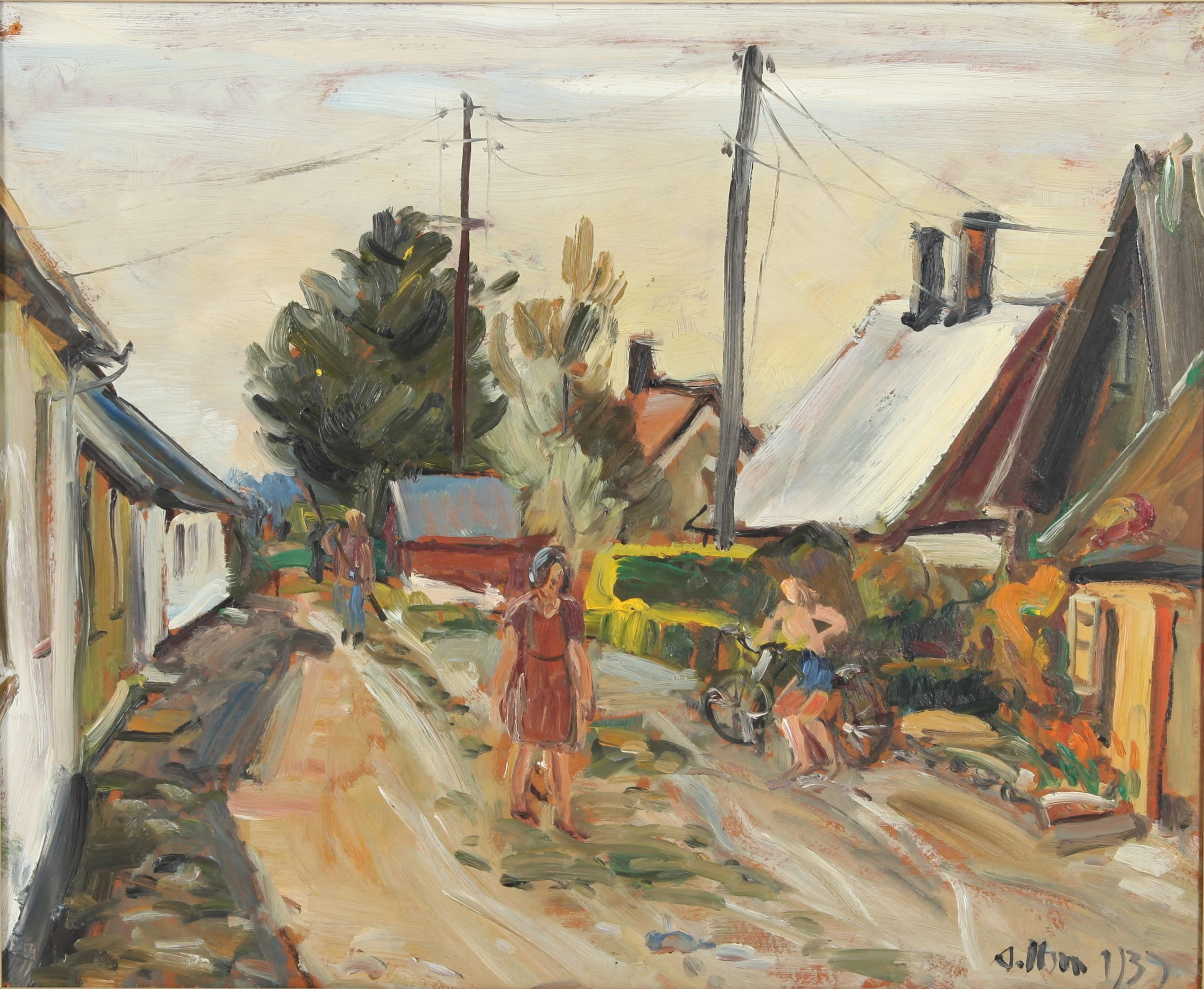 ANDERS OLSON. 1880-1955. Olja på pannå, signerad.