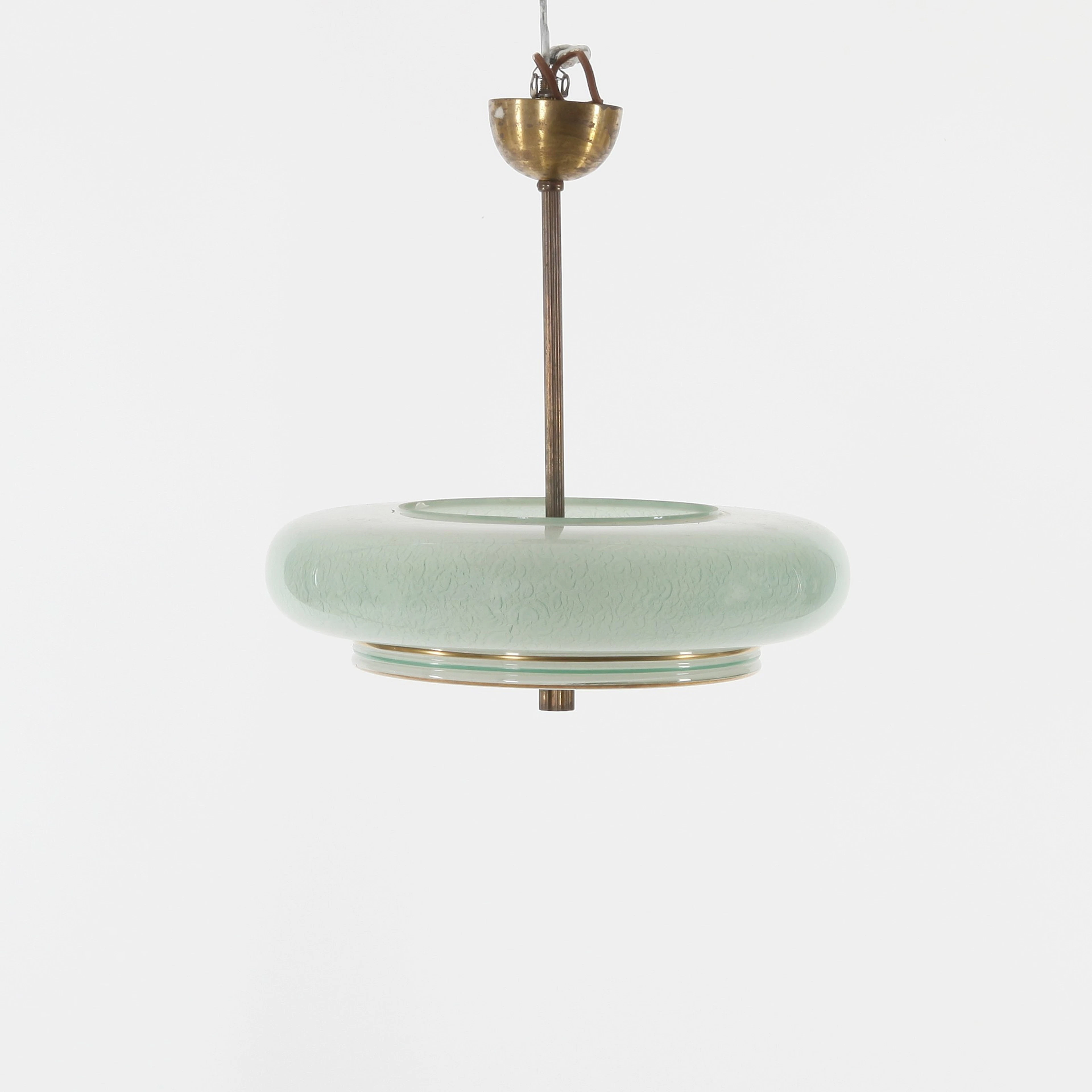 Takpendel, glas och mässing, 1930-tal.
