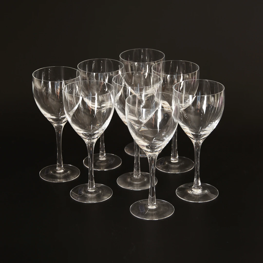 BERTIL VALLIEN. f 1938. Vitvinsglas "Chateau", 8 st, Kosta Boda.