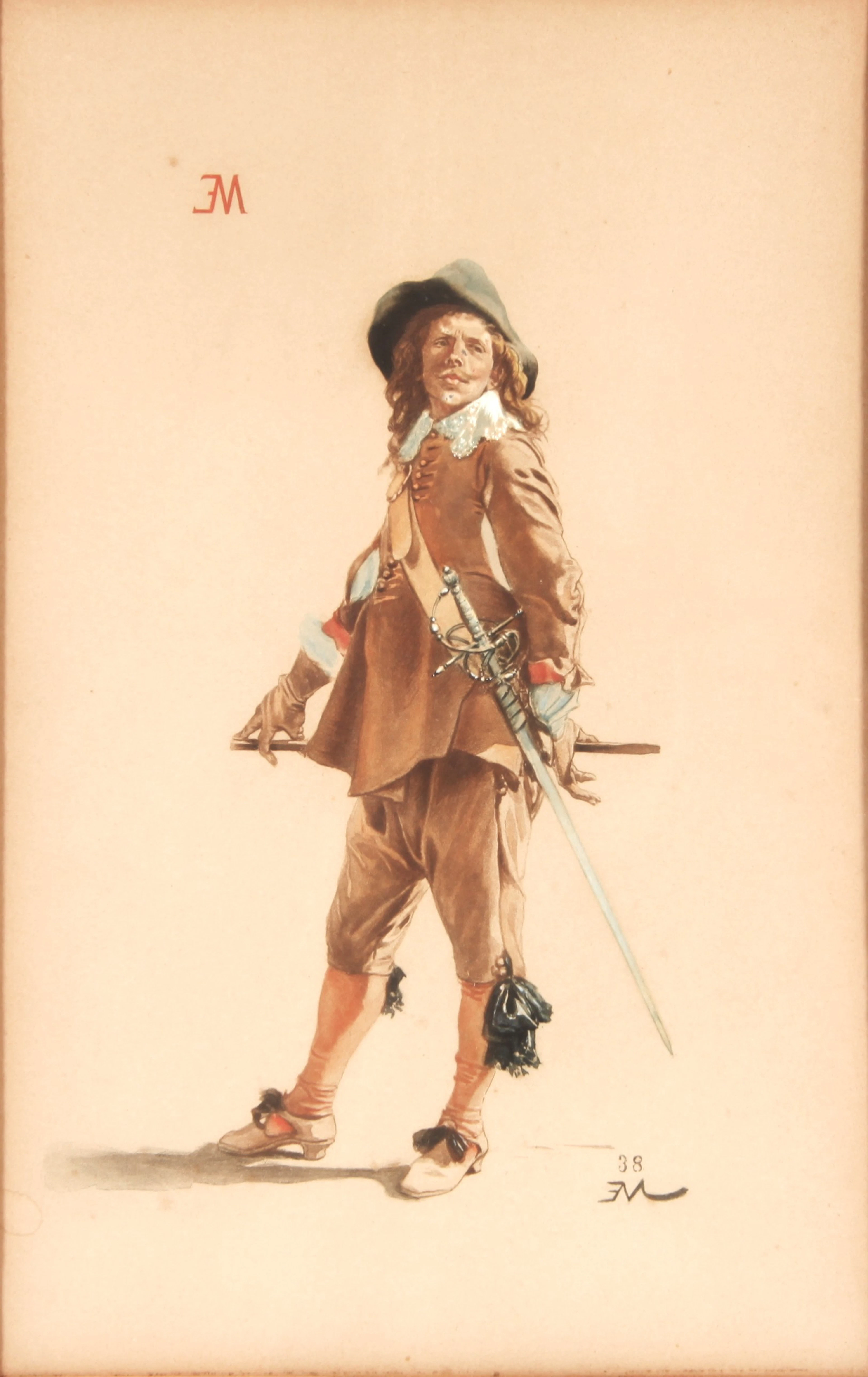 ACHILLE ISIDORE GILBERT. Etsning, "Le Duelist", tryck efter, 1900-talets