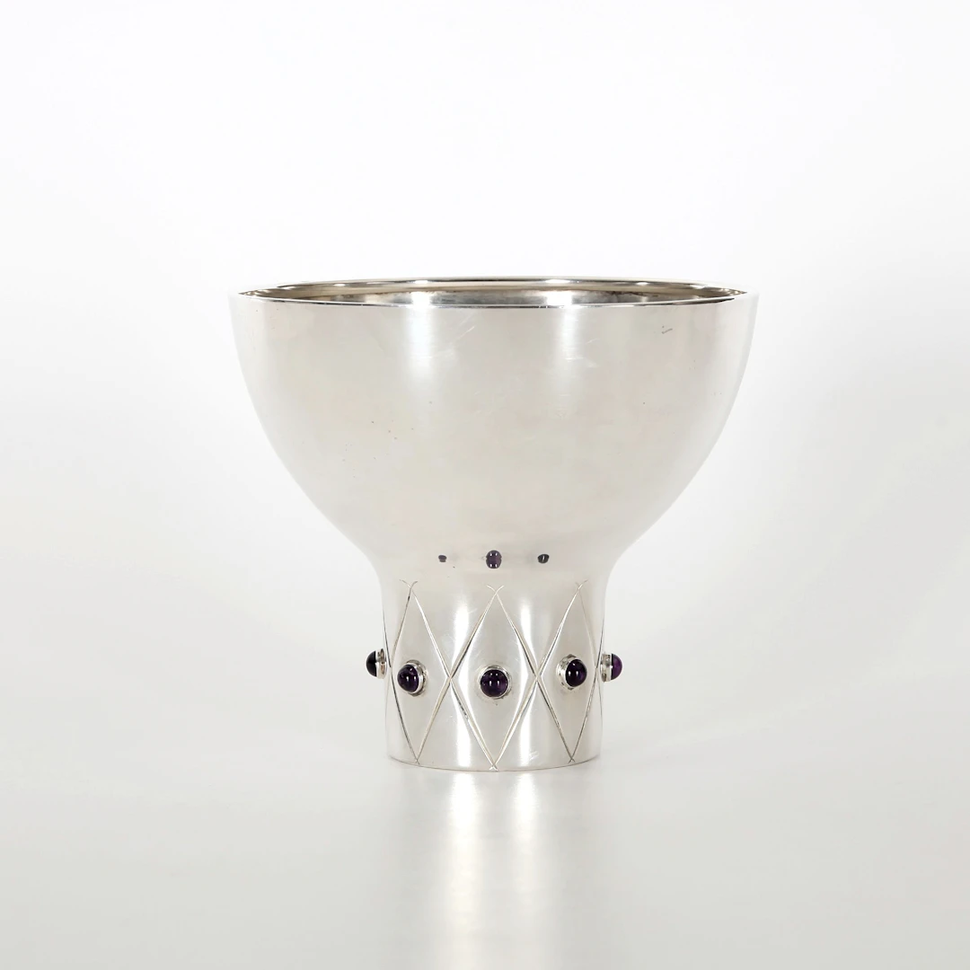 TAGE GÖTHLIN. 1911-1990. Silverskål med lila stenar, TESI, 1966.