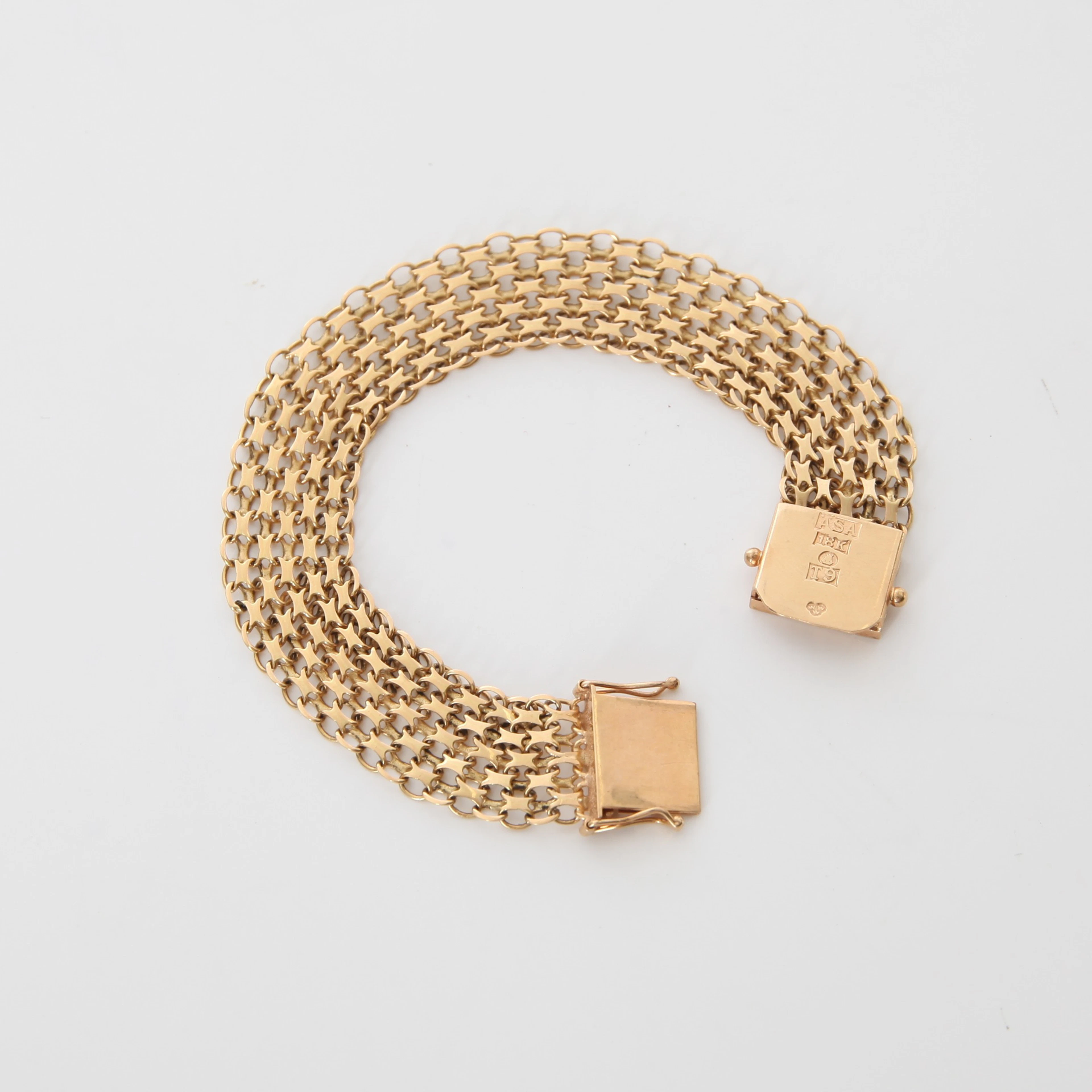 ARMBAND, 5-radig x-länk, 18K guld, 1969.