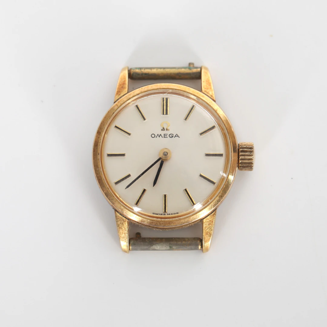ARMBANDSUR OMEGA, Dam, manuellt, guld på stål.