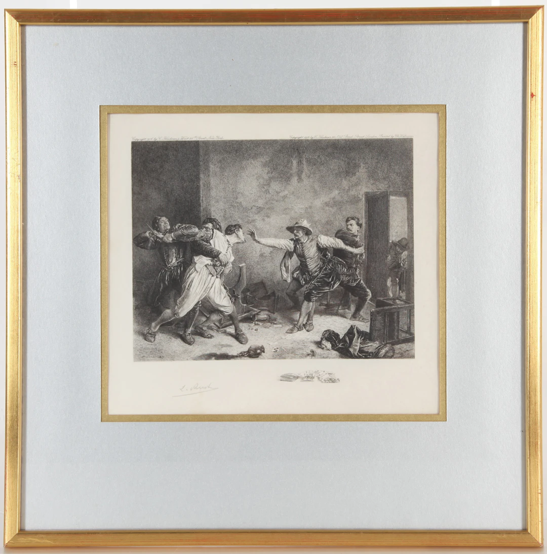 ERNEST MEISSONIER. Kopparstick, tryck efter, "La Rixe", 1916.