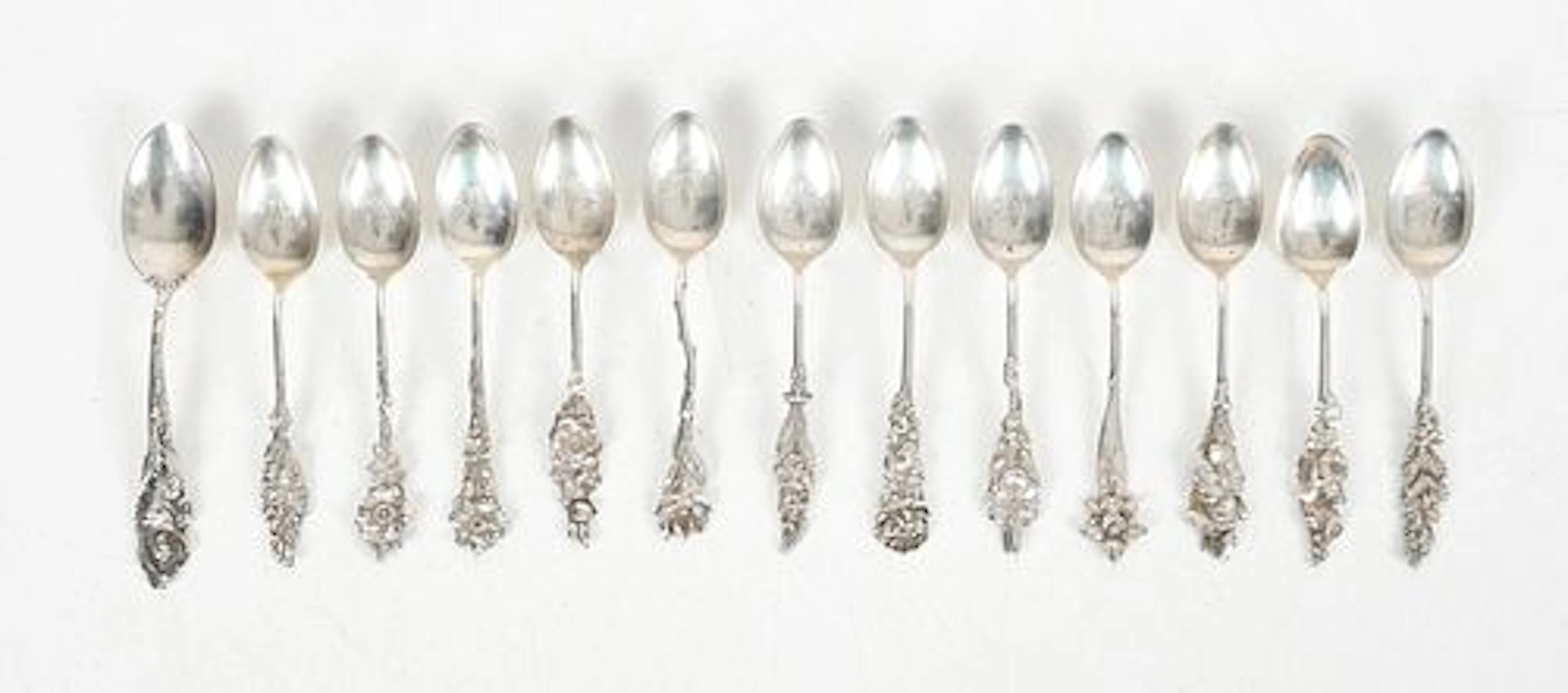 Twelve Floral Teaspoons by Reed & Barton