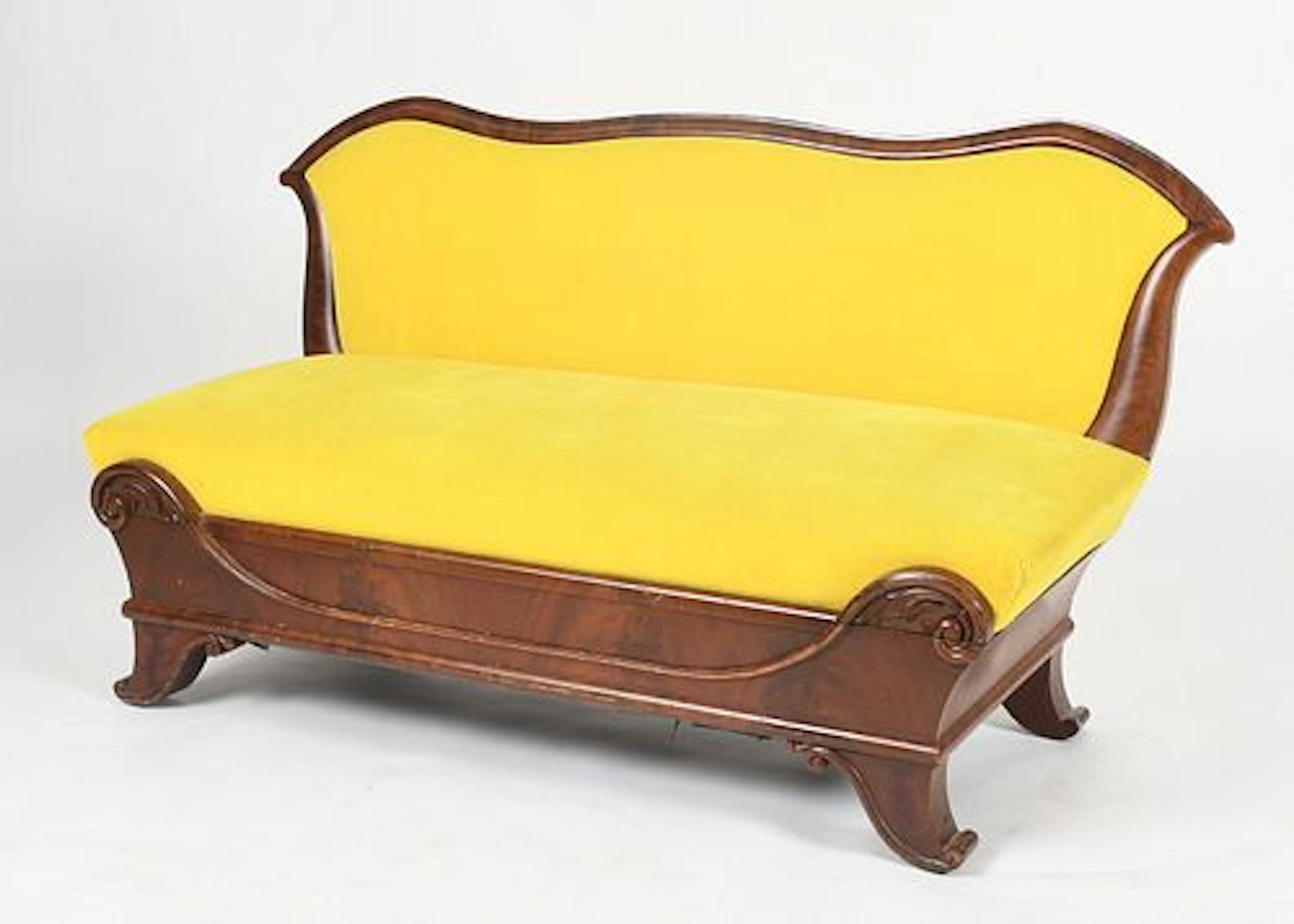 An American Classical Mahogany Veneered Settee, Second Quarter 19th Century