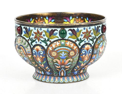 A Russian Silver Enameled Bowl, Nikolai Alexeev