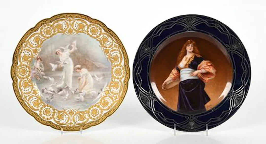 Two Hand Painted Porcelain Plates, Tiffany & Co. & Royal Vienna