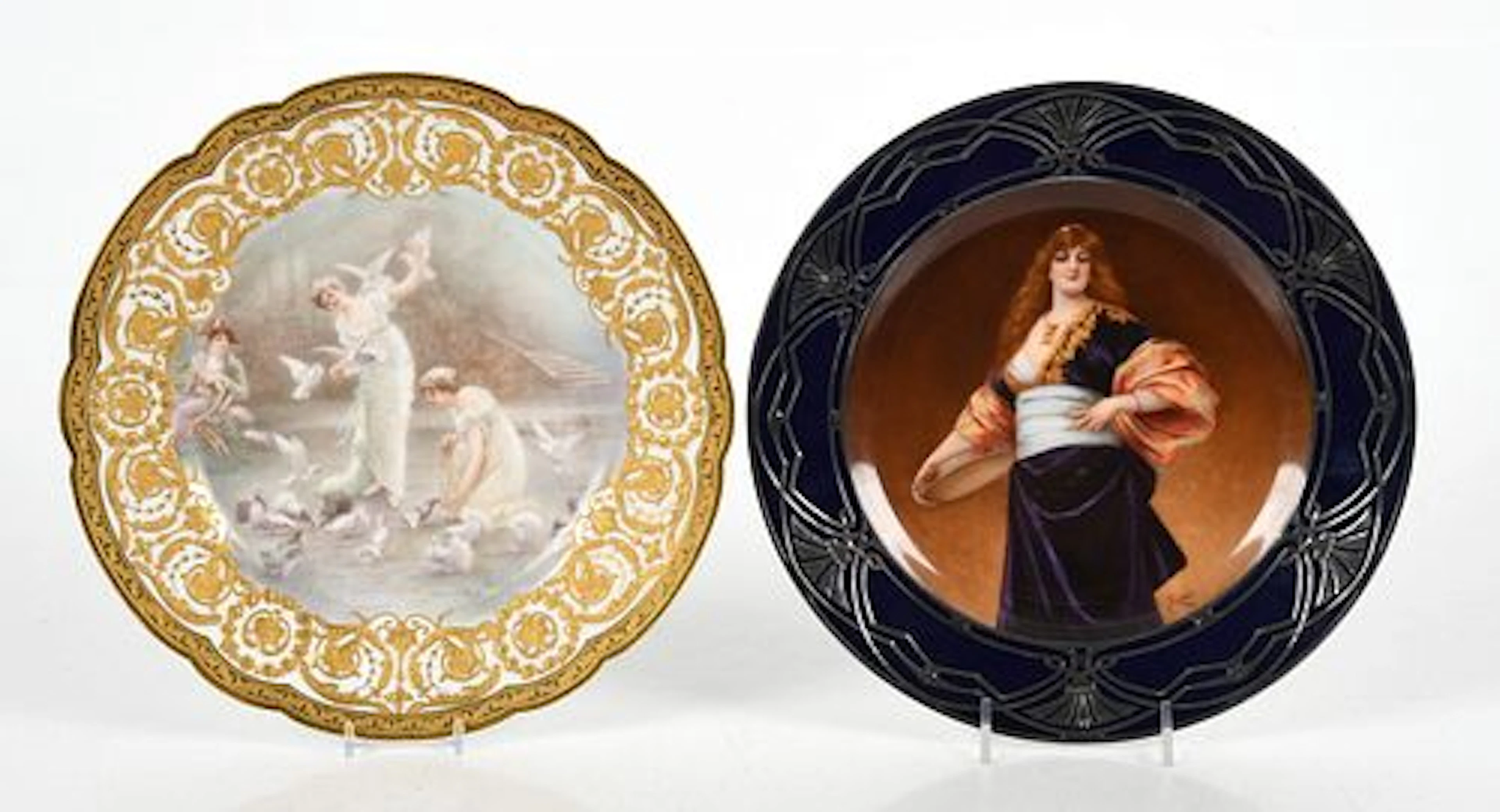 Two Hand Painted Porcelain Plates, Tiffany & Co. & Royal Vienna