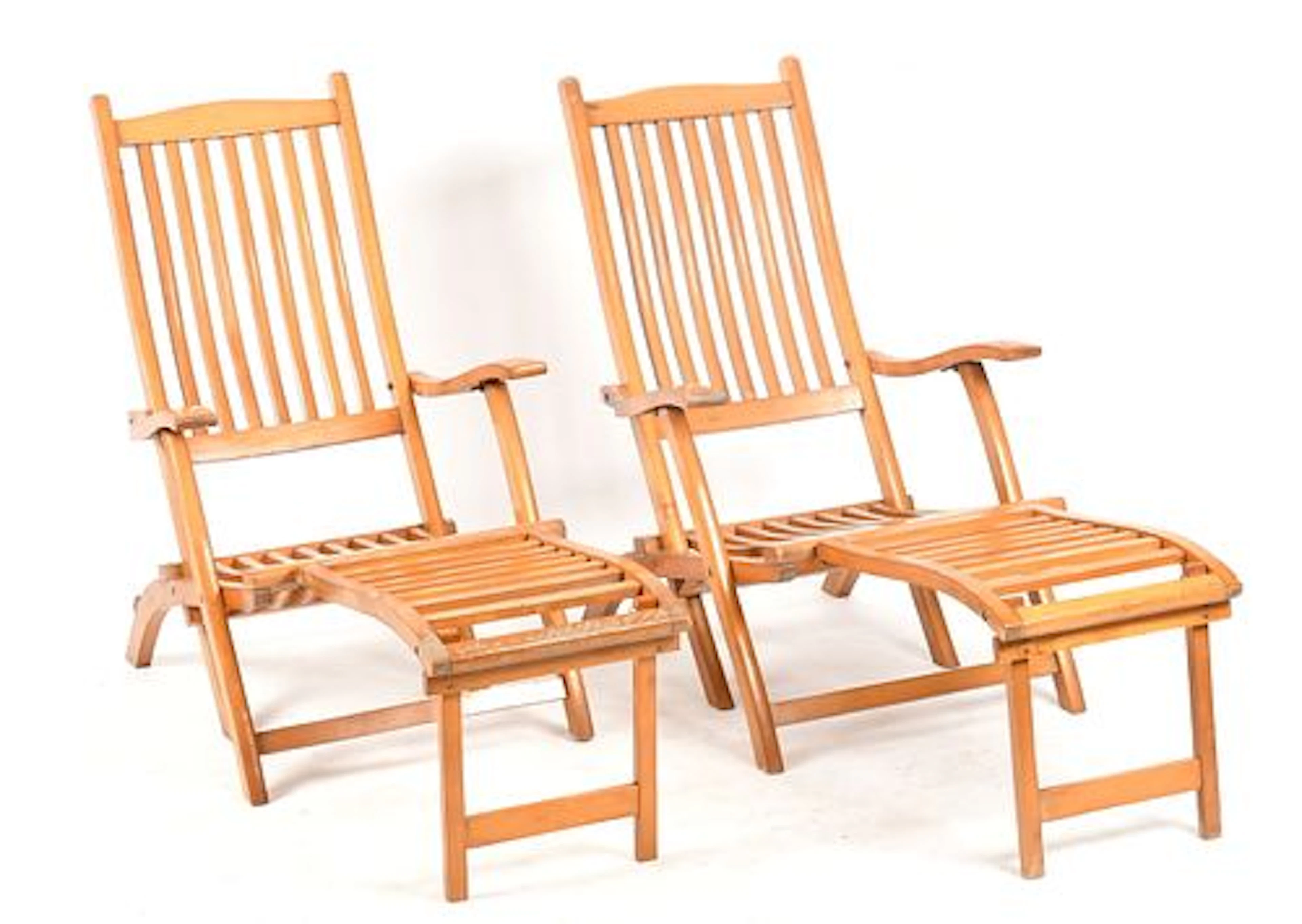 A Pair of Teak Steamer Deck Chairs