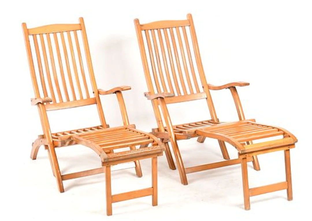 A Pair of Teak Steamer Deck Chairs