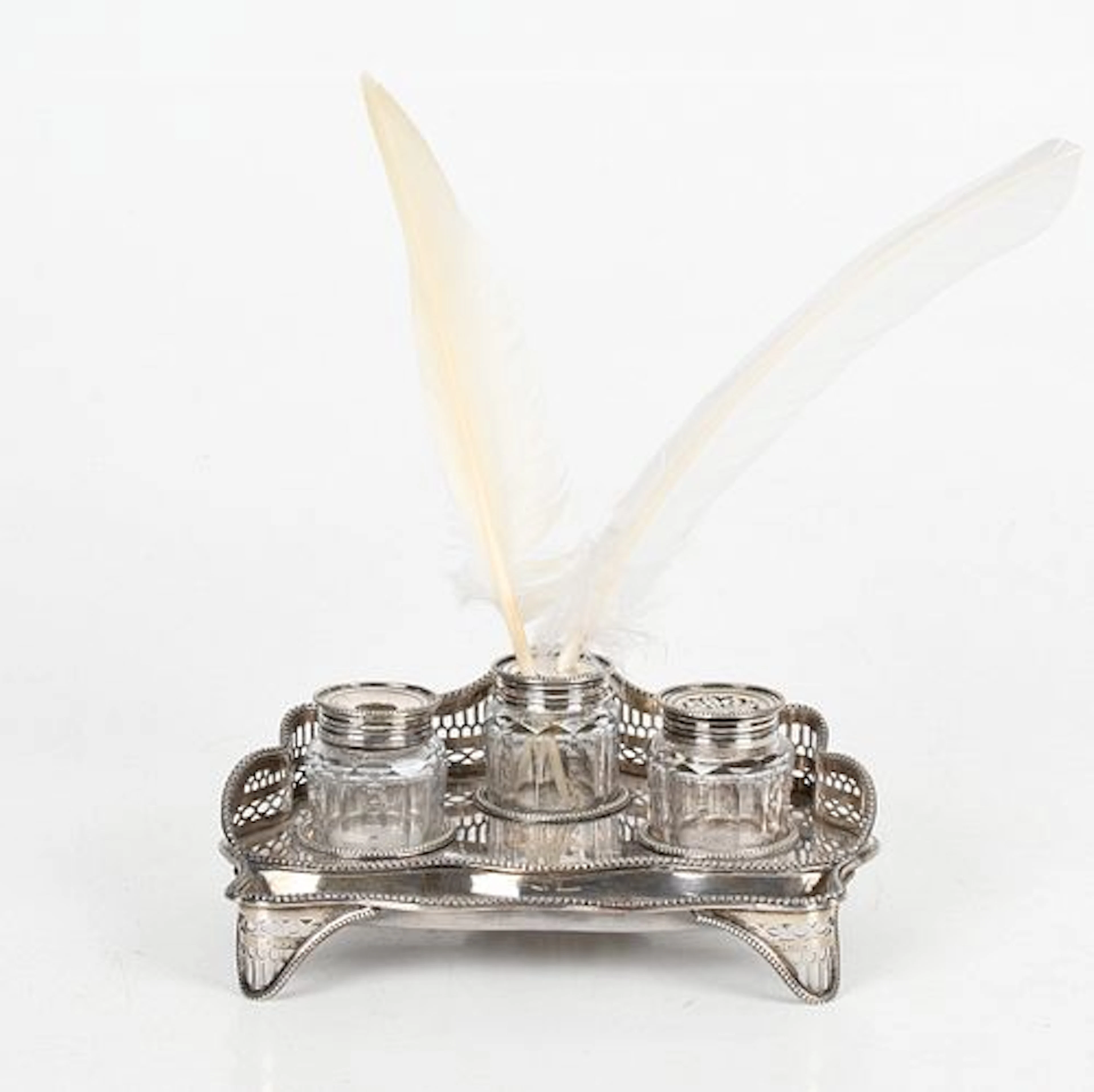 A George III Sterling Silver Inkstand, Marked for Charles Aldridge