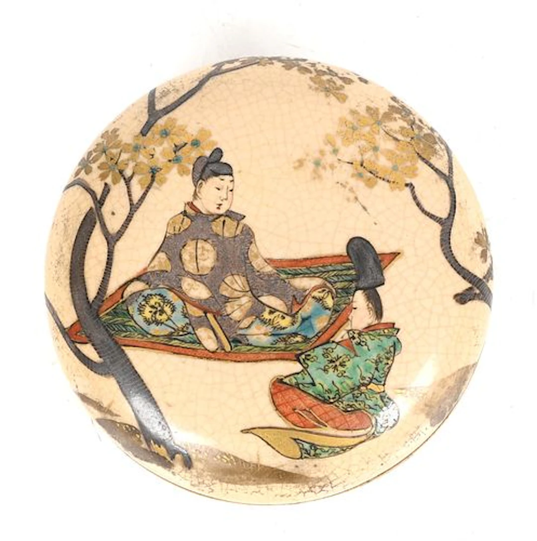 A Japanese Meiji-Period Satsuma Circular Box, Late 19th/Early 20th Century