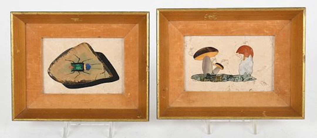 Two Small Florentine Pietra Dura Plaques, Second Half 20th Century