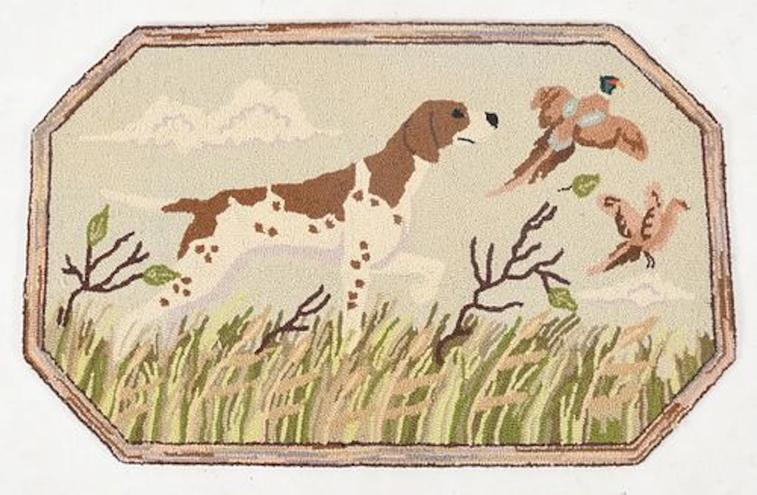 A Hooked Pictorial Rug, Sporting Interest