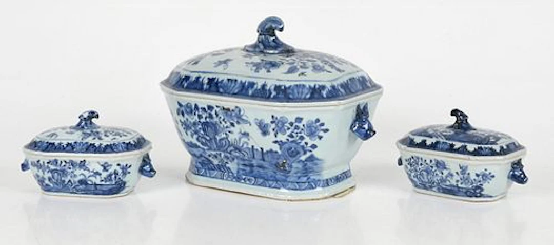 Three Canton Porcelain Tureens