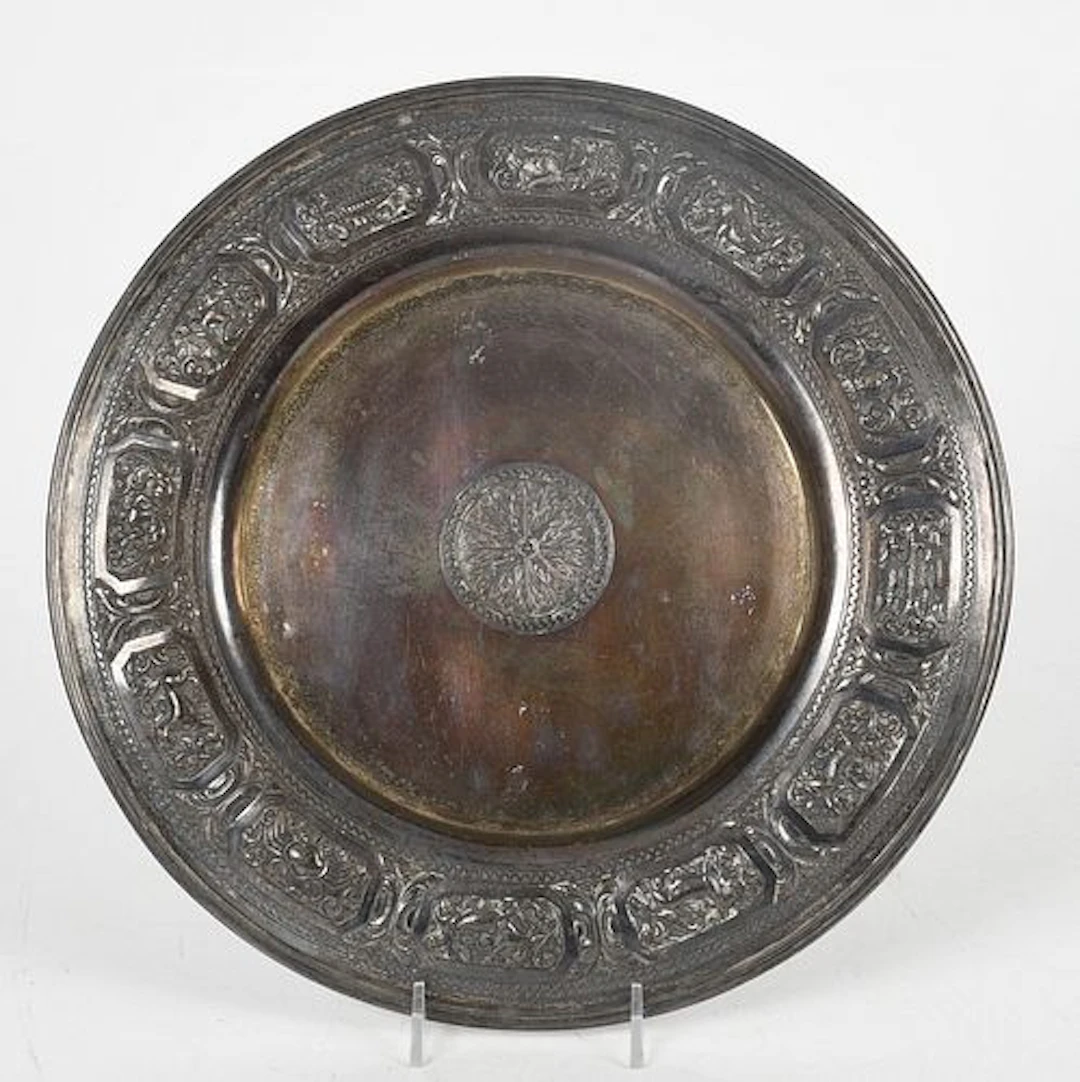 A Burmese Silver Zodiac Tray