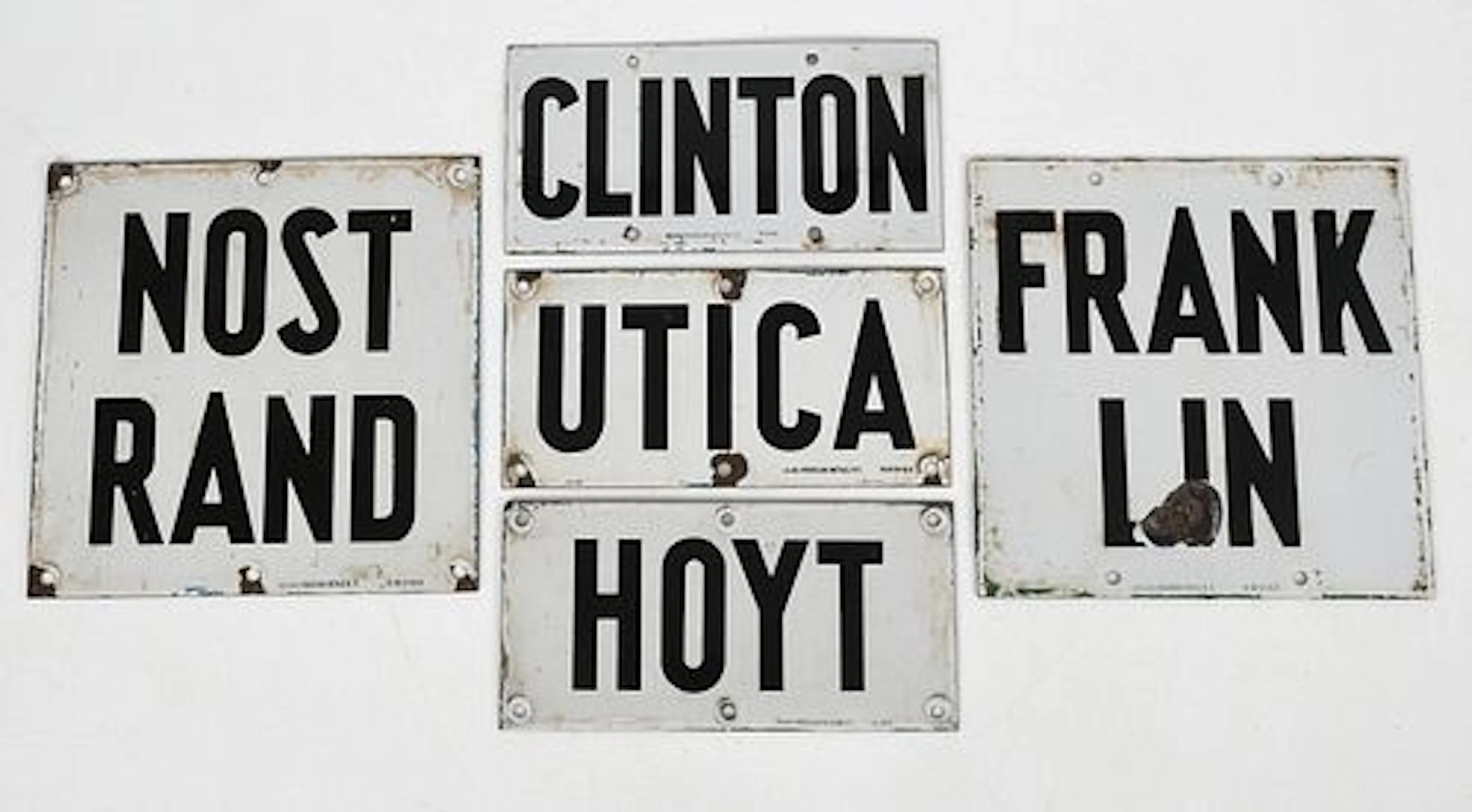 Four Porcelain Enamel NYC Subway Signs, Nelk Porcelain Metals, New