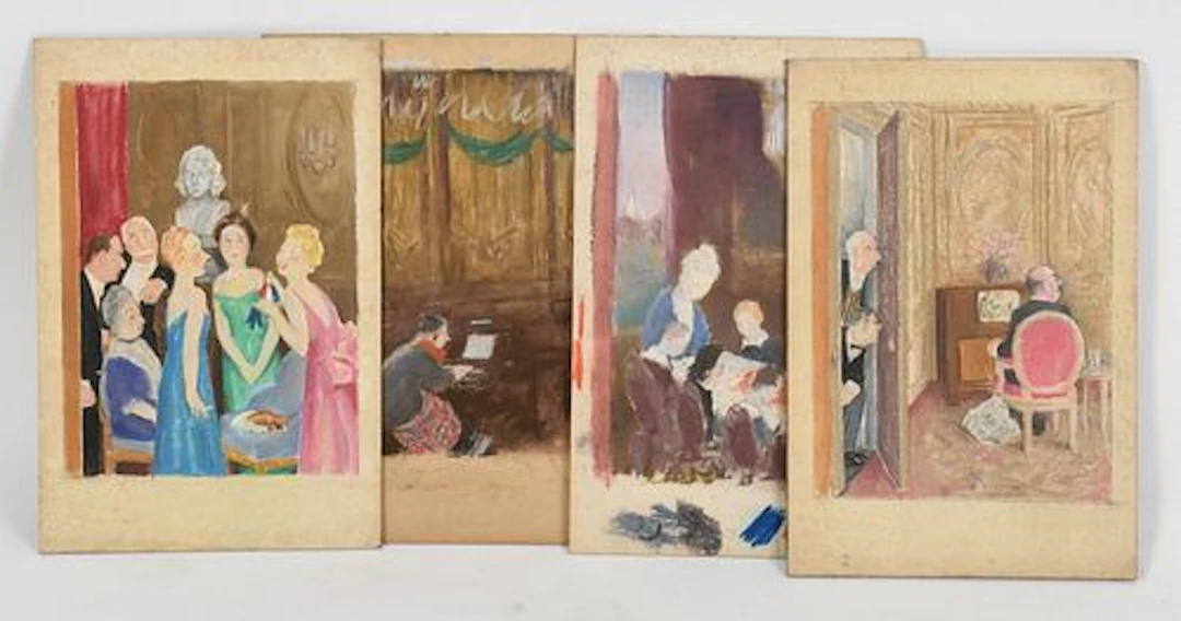 William Henry Cotton (American, 1880-1958), Four Pastel Sketches