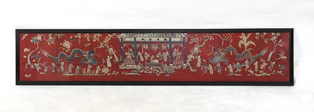 A Large Chinese Embroidered Silk Panel