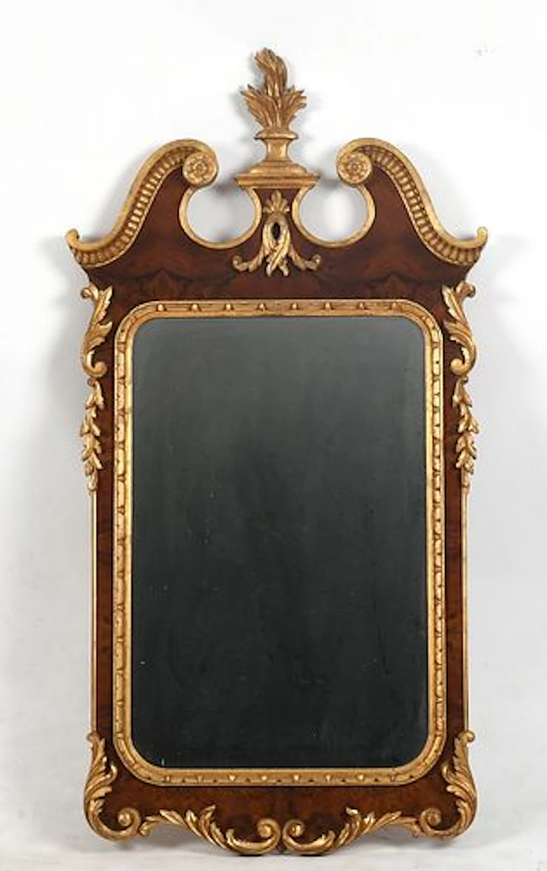 A George II Walnut and Parcel-Gilt Mirror, Second Half 20th Century