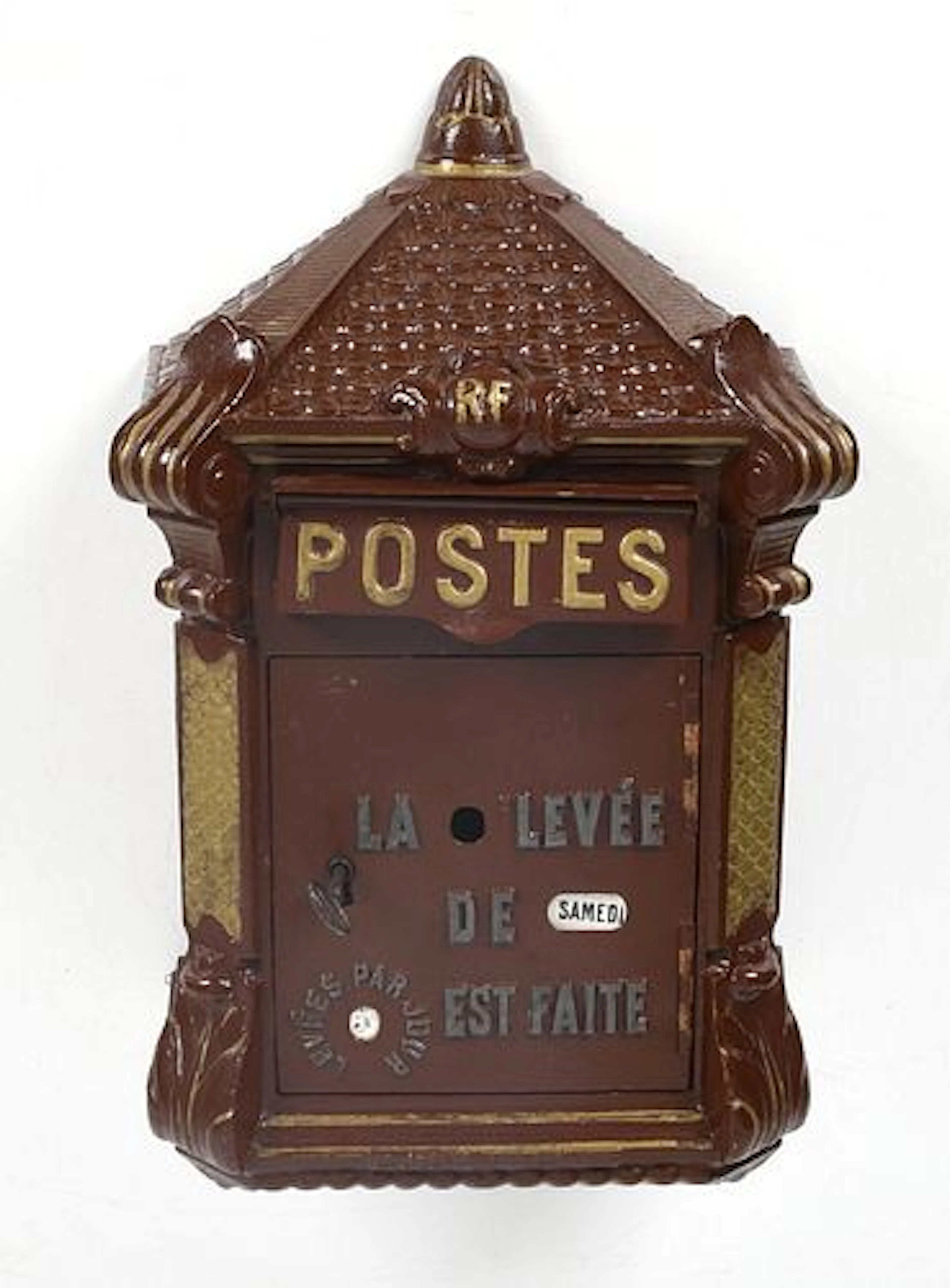 A Painted Cast Iron French Mailbox