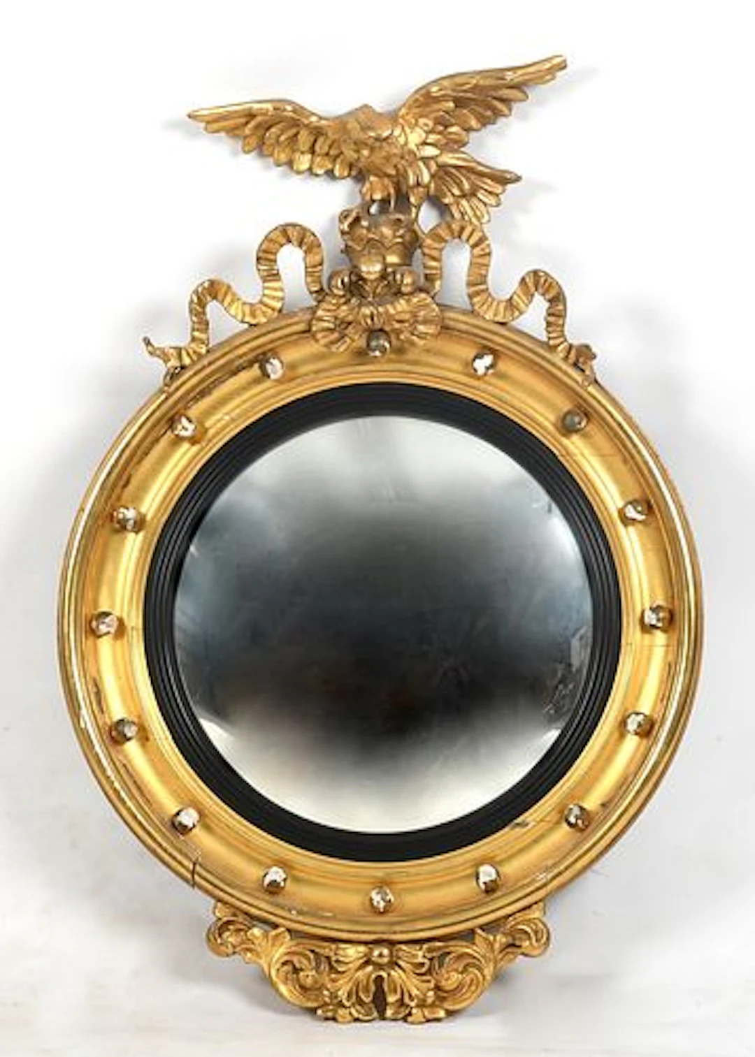 An American Federal Style Gilt Wood Convex Mirror