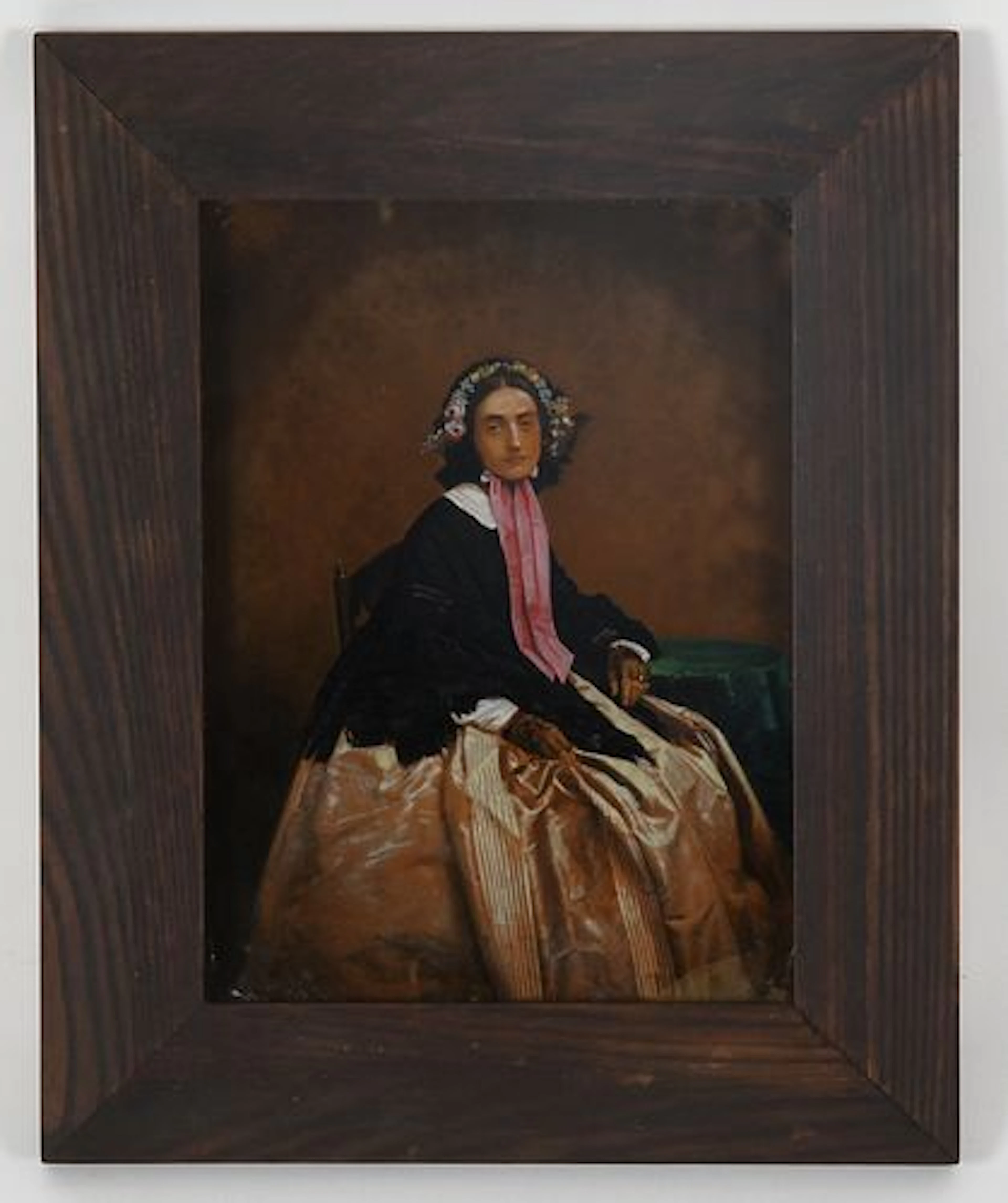 A Victorian Colored Ambrotype of a Seated Young Woman, c. 1860