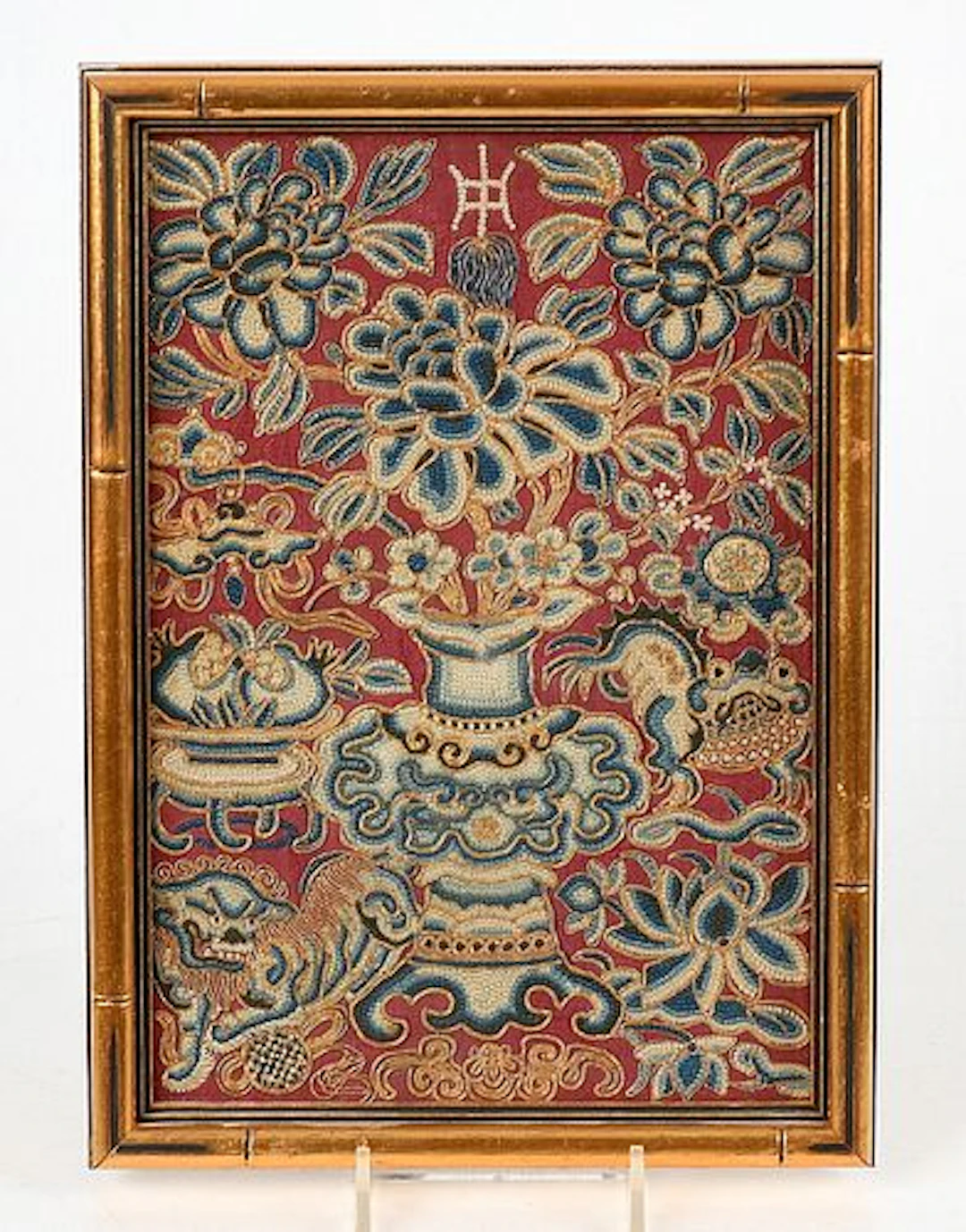 A Chinese Embroidered Silk Panel Fragment, 19th Century