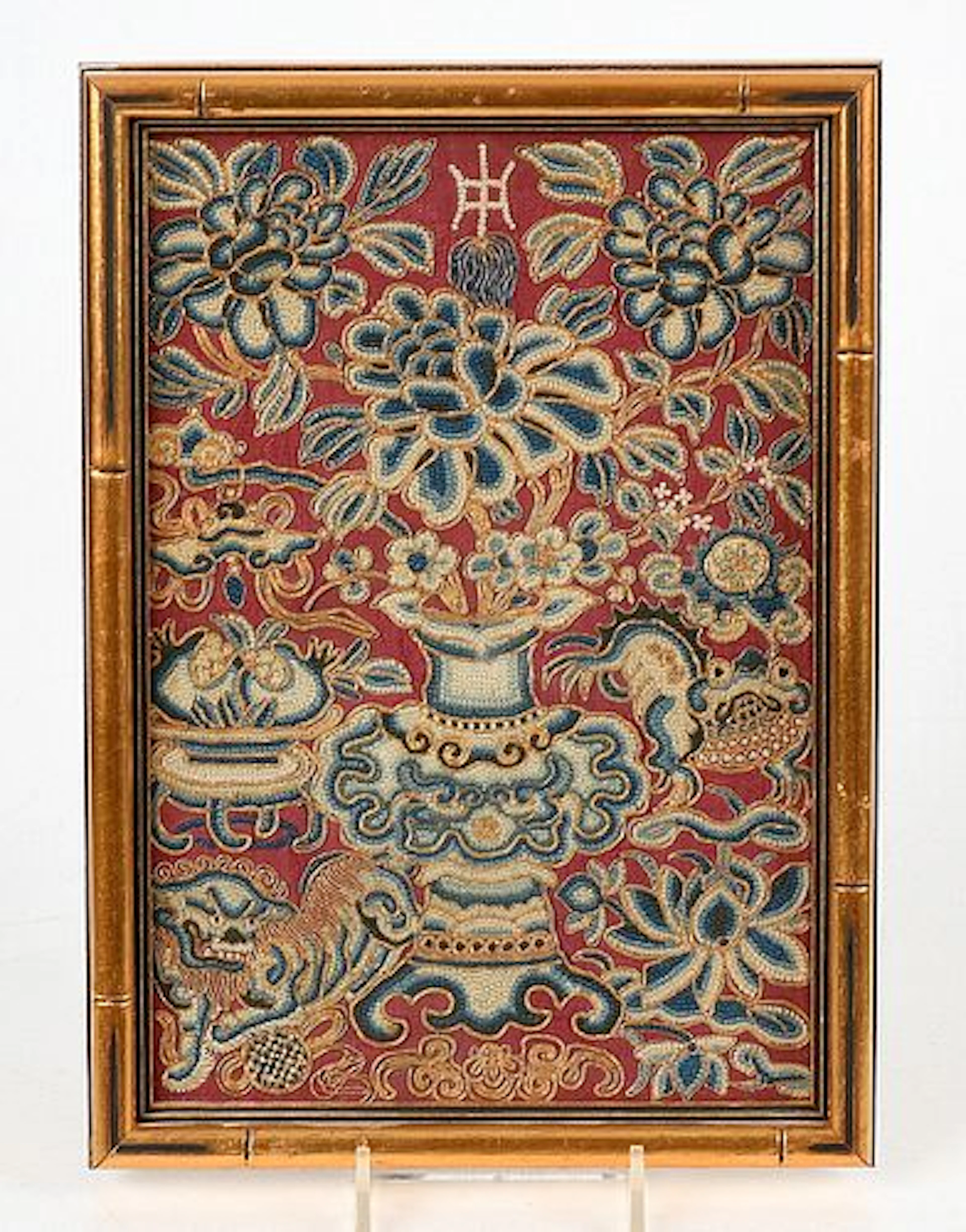 A Chinese Embroidered Silk Panel Fragment, 19th Century
