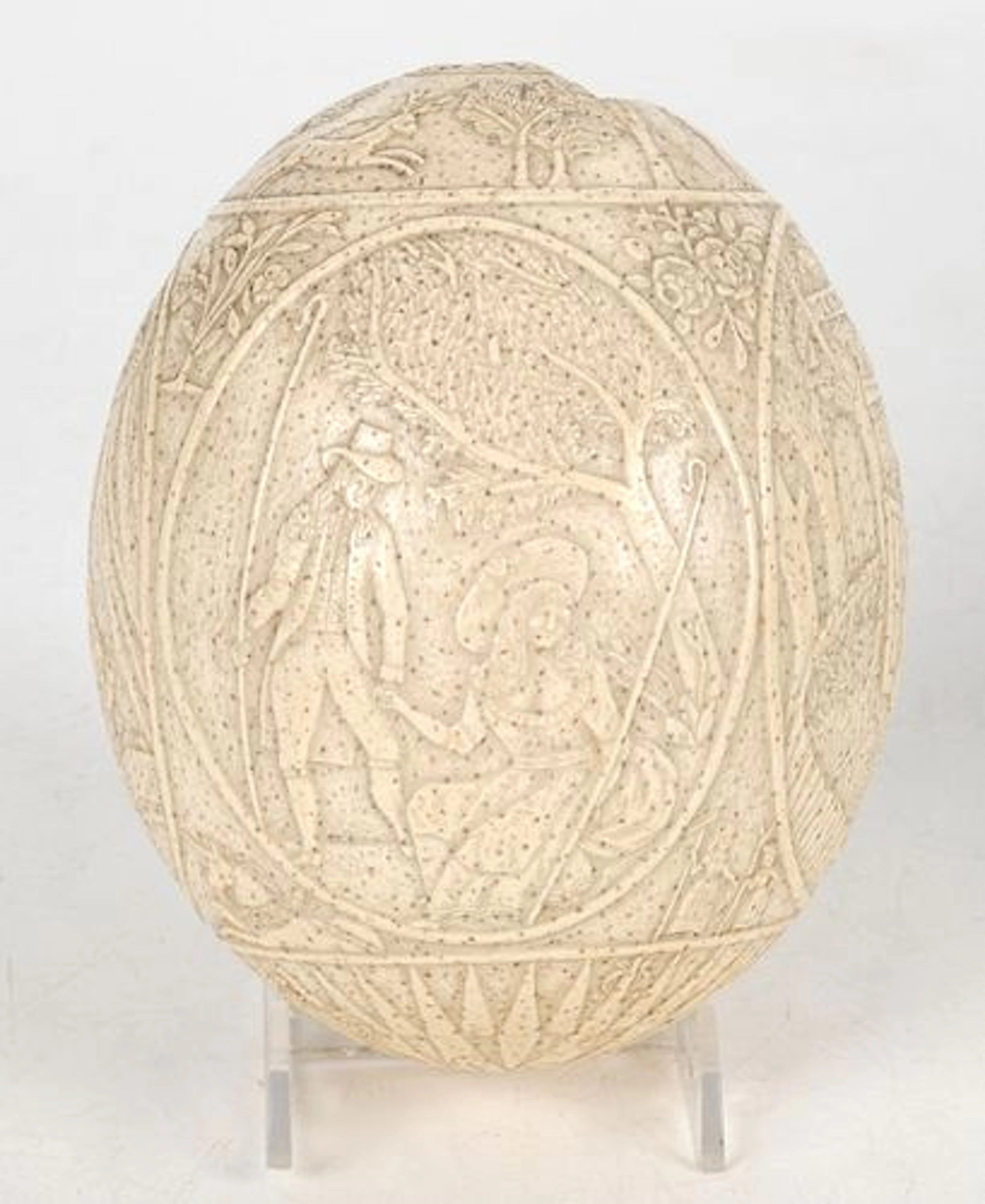 An 18th Century American Carved Ostrich Egg