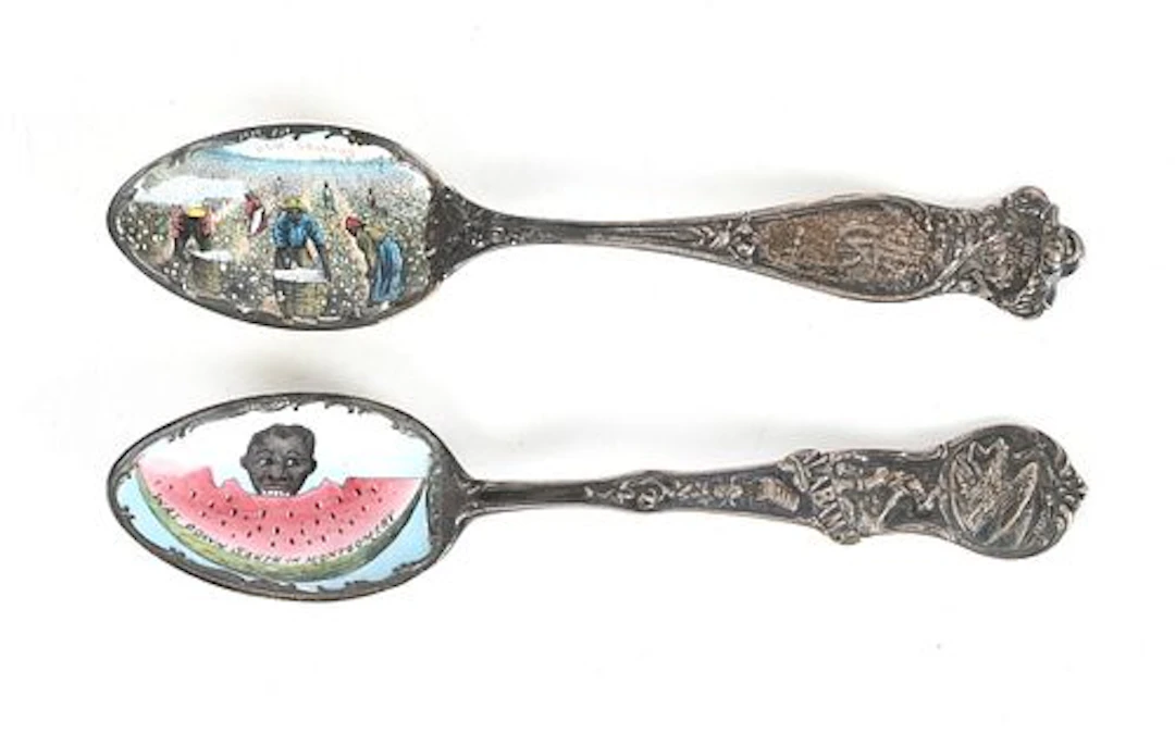 Two Sterling Silver and Enamel Black Americana Souvenir Spoons, Marked