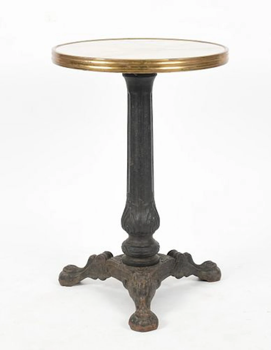 A French Cast-Iron and Marble-Top Circular Side Table, Late 19th/ 20th Century