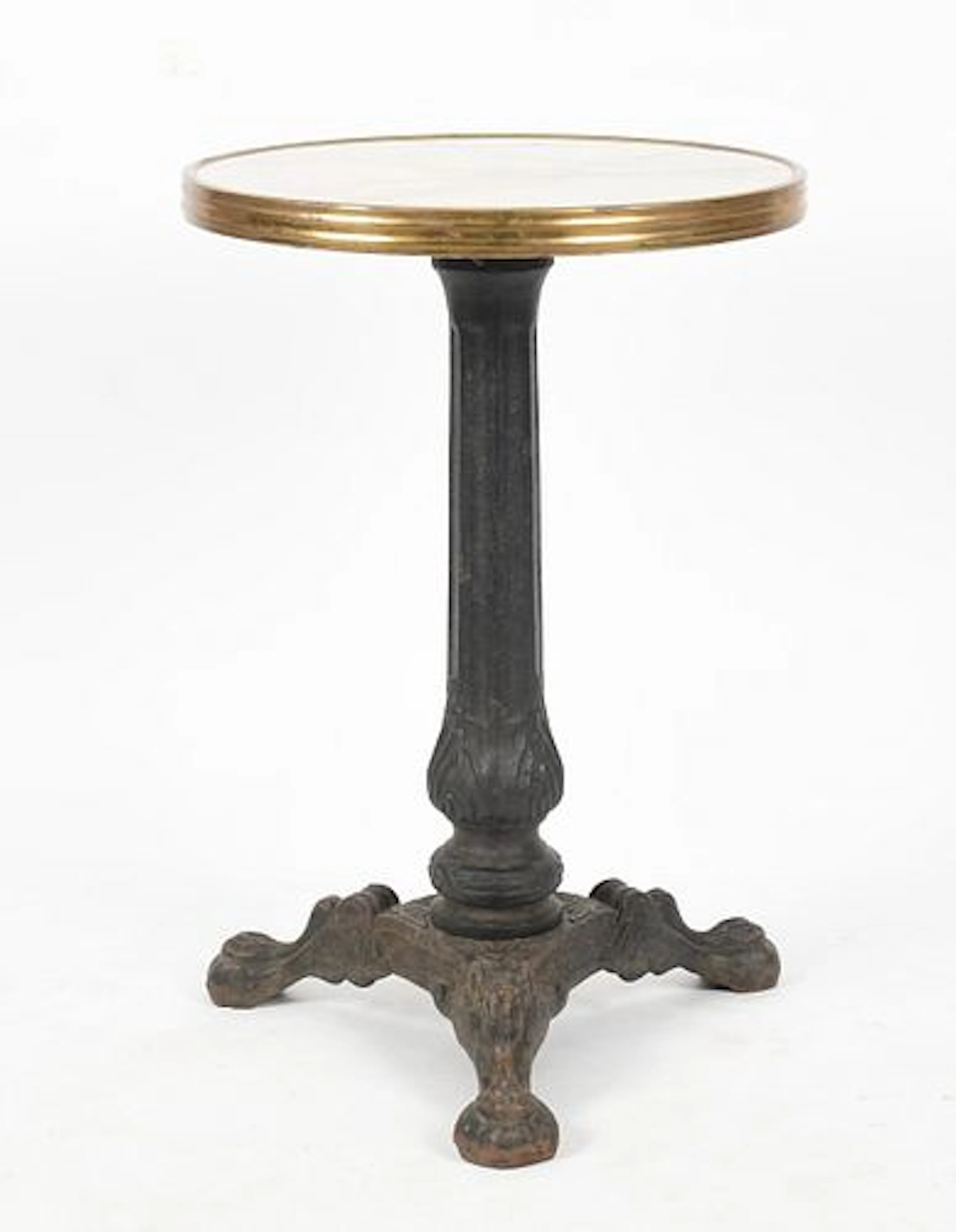 A French Cast-Iron and Marble-Top Circular Side Table, Late 19th/ 20th Century