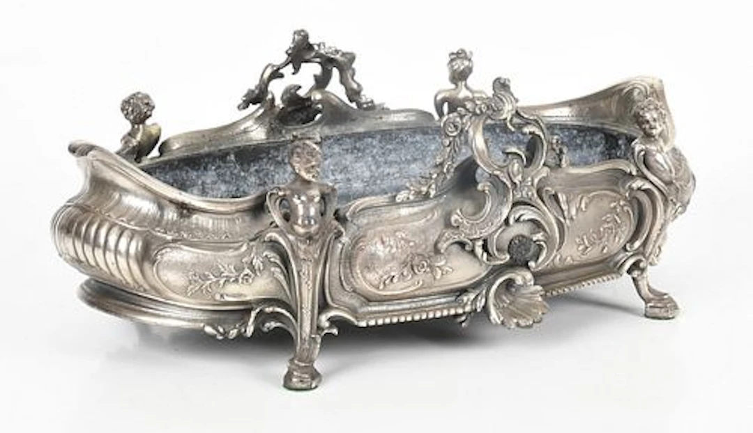 A Rococo Style Silvered Metal Jardiniere