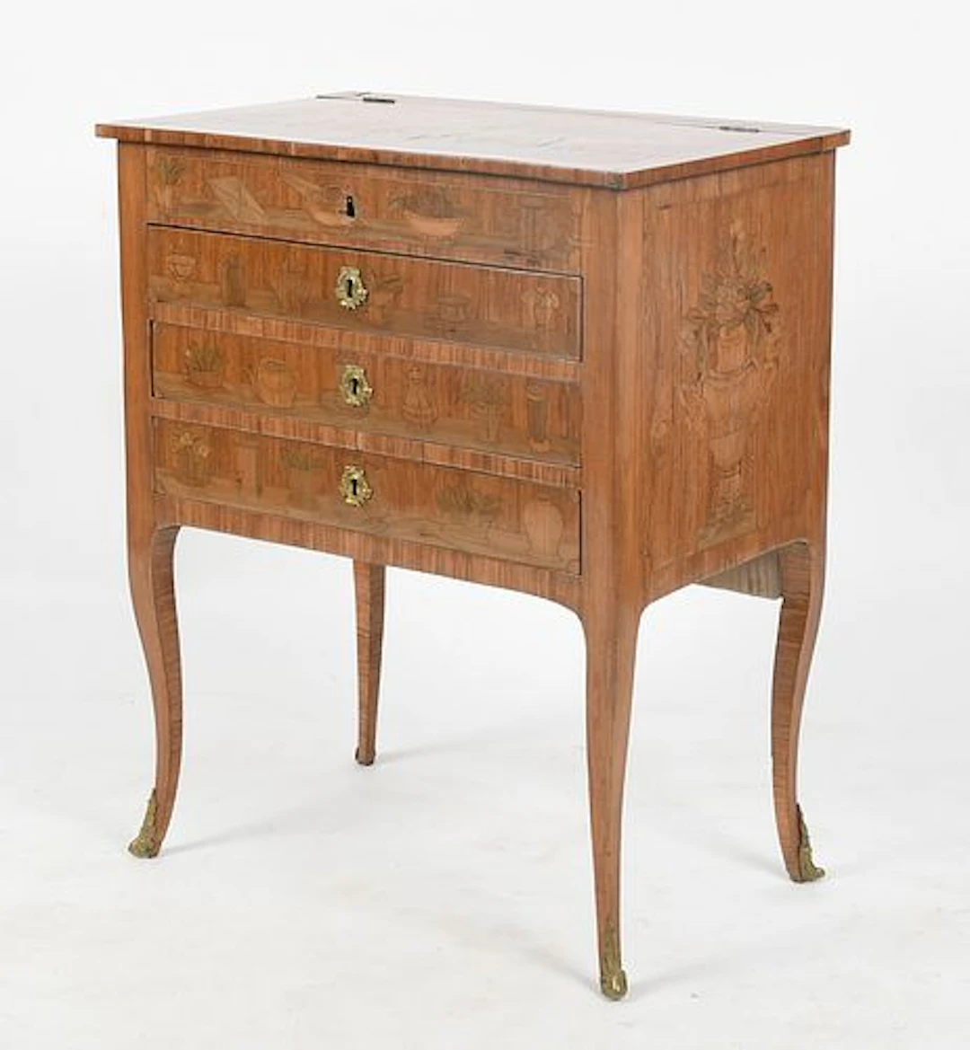 A Continental Kingwood and Floral Marquetry Dressing Table, 19th Century